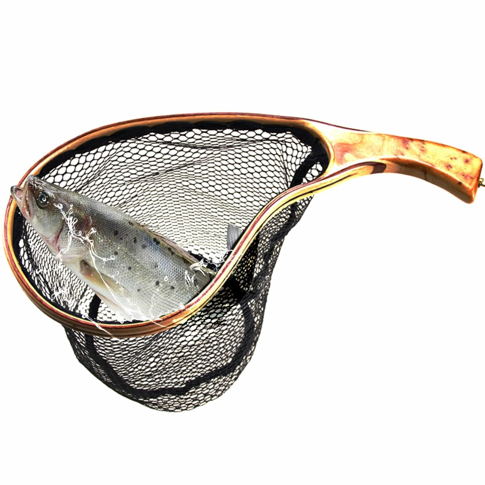 Red de pesca con mosca, red de pesca para truchas | Red de pesca con mango