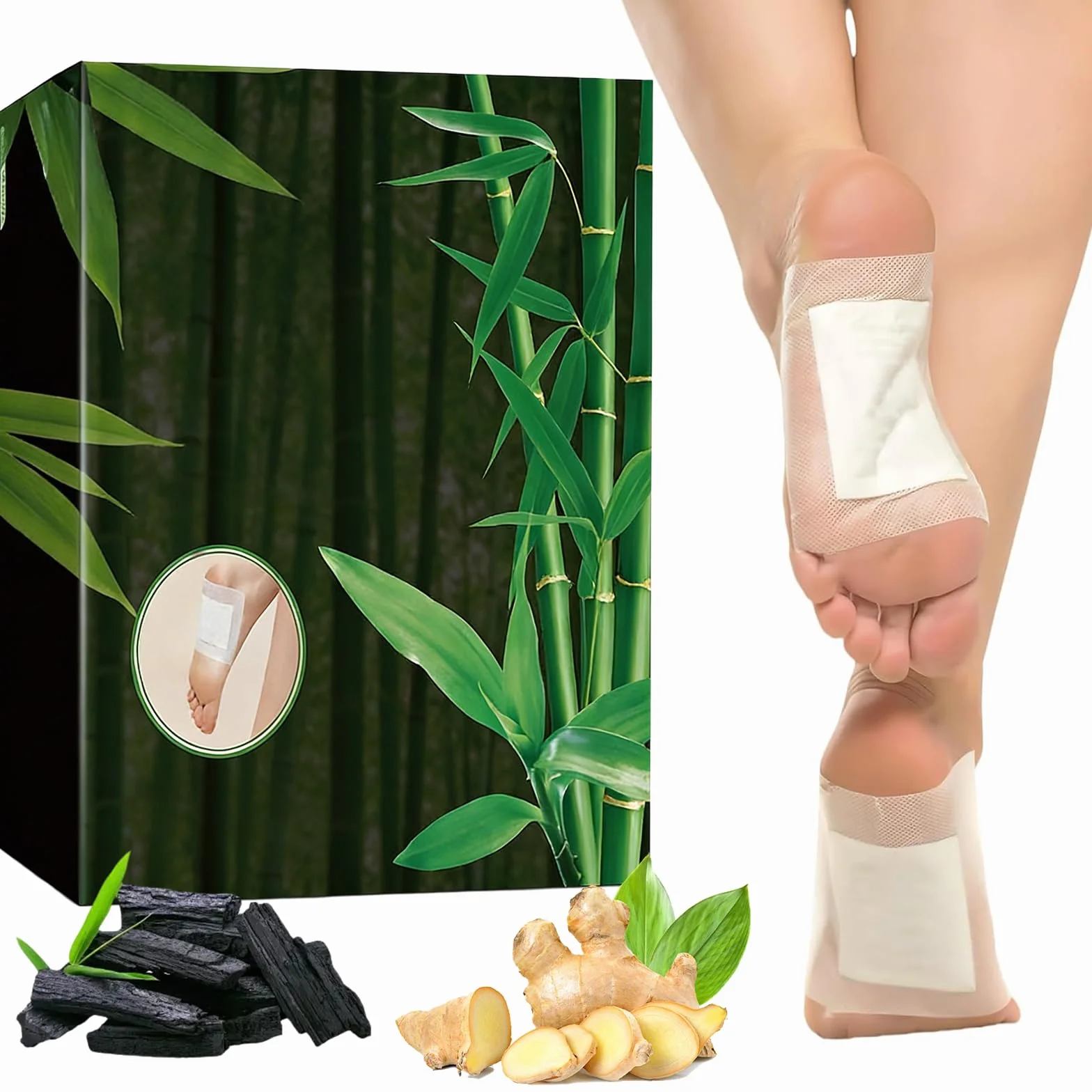 Parches Detox para Pies, Naturales Bambu Ajenjo, Eliminar Toxinas, Alivio Dolor y Estrés, Mejorar el Sueño, 30 Piezas