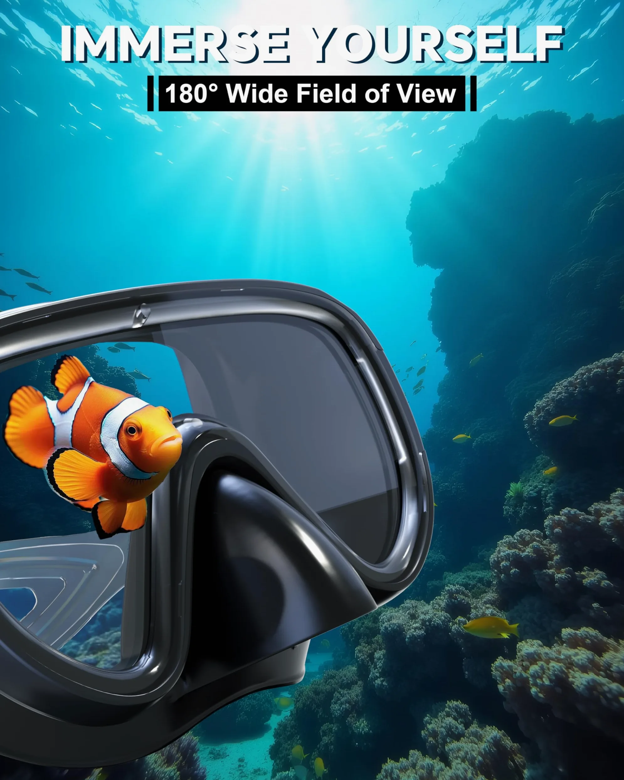 G2RISE Conjunto de Máscara, Gafas de Buceo para Adultos, Gafas Snorkel con Lentes de Vidrio Templado, Sistema de Tope Seco & Hebilla Ajustable Mejorada para Esnórquel, Buceo, Natación