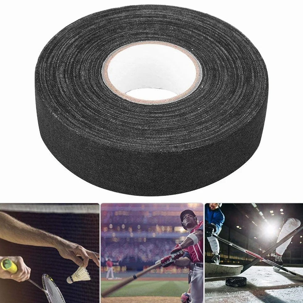 Cinta de Hockey,25 Metros Adhesiva Cinta de Palo de Hockey Antideslizante Cinta de Agarre para Hockey Raqueta de Ping Pong Squash Caña de Pescar Nádminton Negro