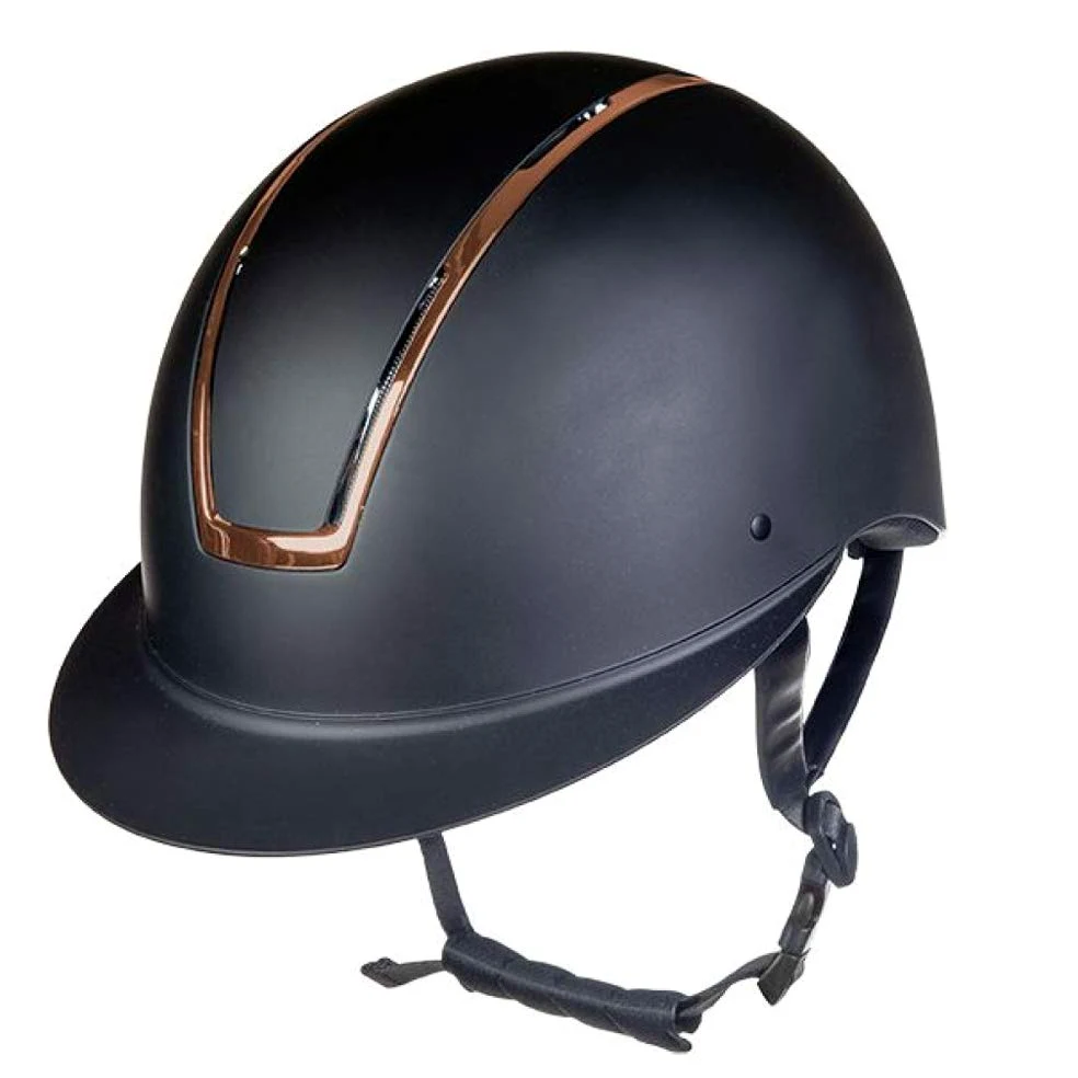 HKM Lady Shield 9178 - Casco de equitación (58-60 cm), color negro y oro rosa