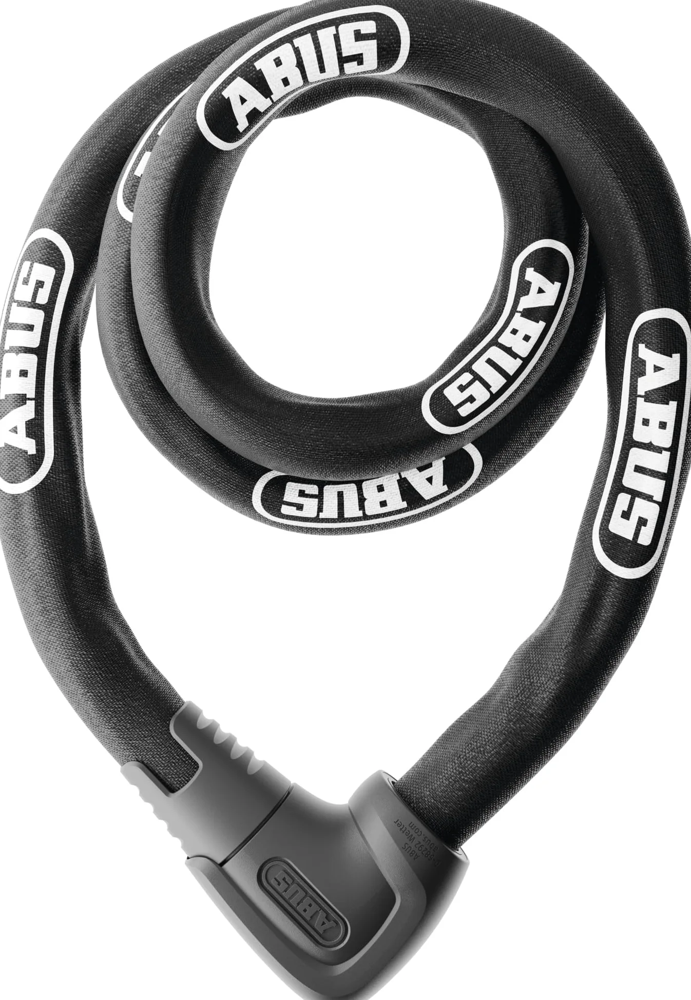 ABUS Kettenschloss Steel-O-Chain 9808K, 170 cm, Negro | Candado de cadena para bicicleta con cilindro XPlus, cadena cuadrada 8 mm, funda textil, acero endurecido