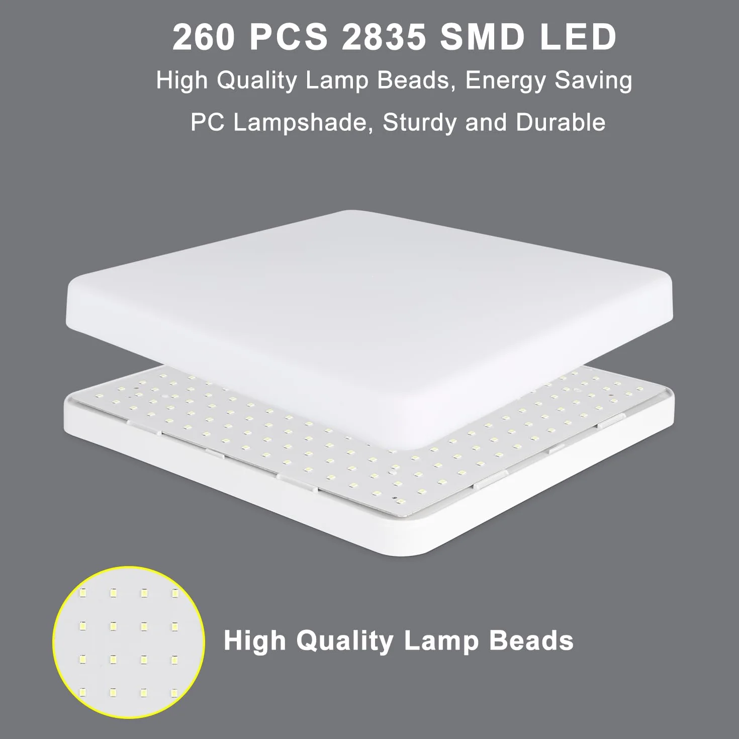 Kambo Lámpara de Techo LED 48W 4320LM Blanco Frío 6500K Plafón Cuadrada Moderno