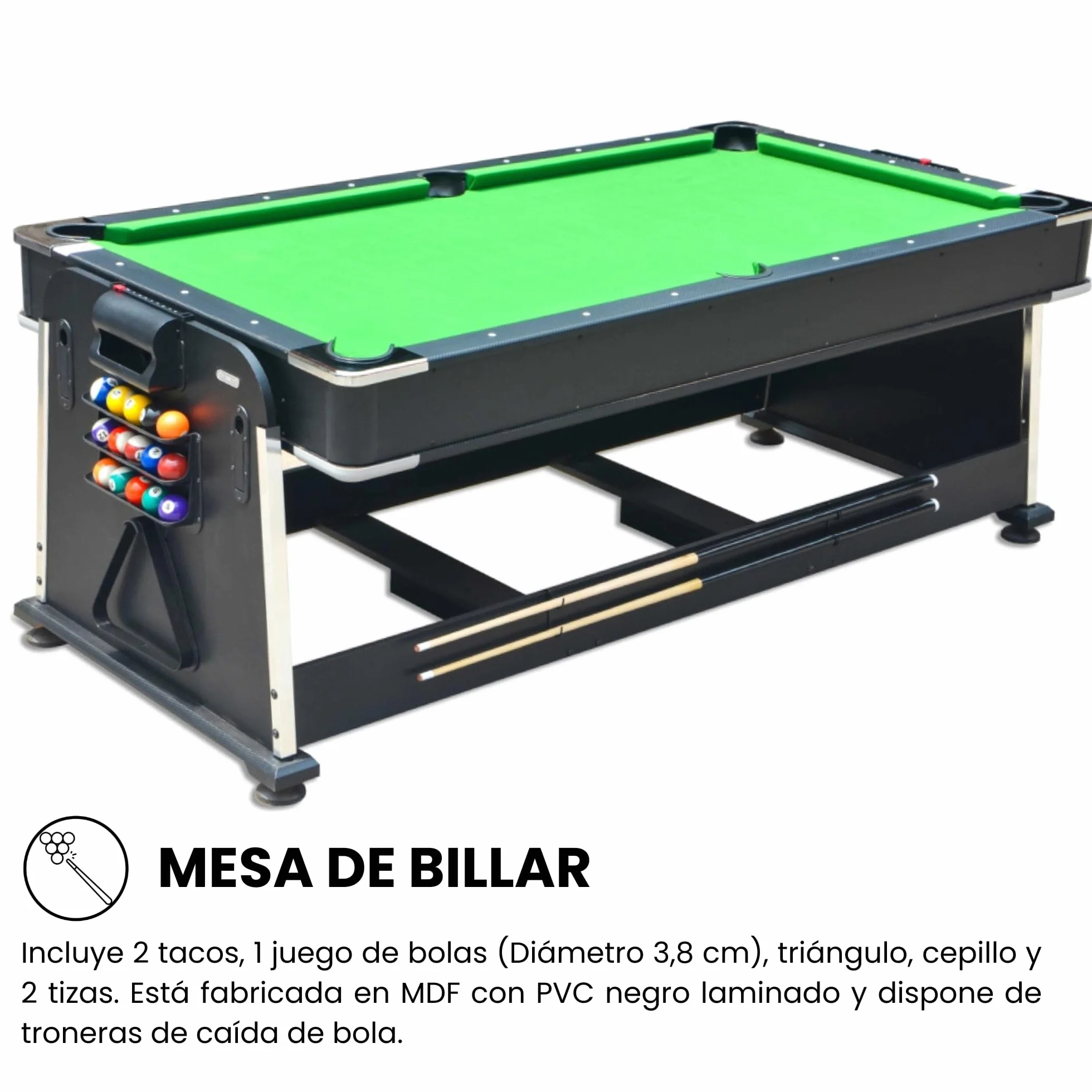 DEVESSPORT Multijuego Giratorio 4 en 1 Olimpus Mesa de Billar Air Hockey Ping-Pong Mesa de Comedor 203.5x112x81 cm