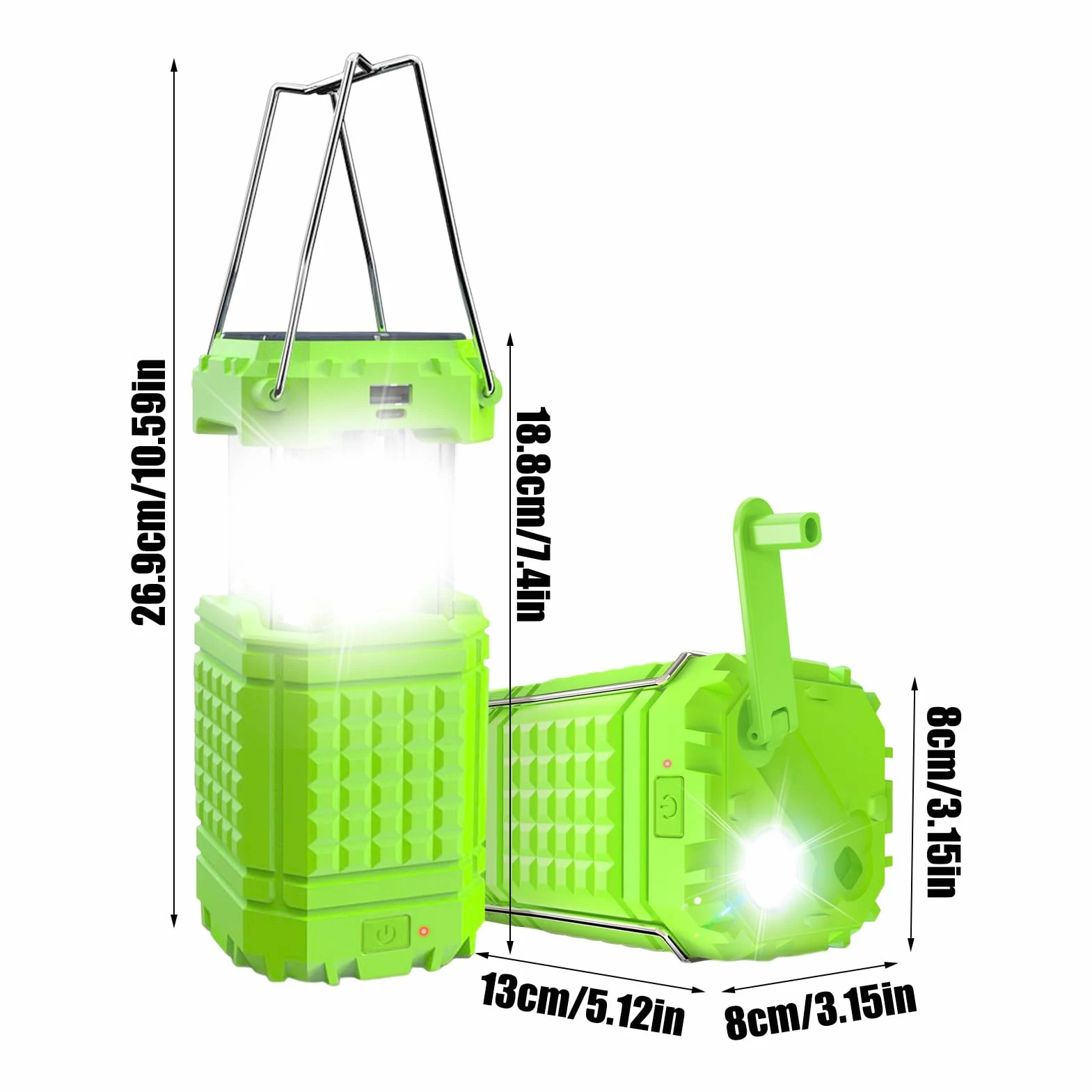 Linterna Solar de Camping Colgable con manivela | Lámpara de tienda recargable por USB Para Jardín Jardín Patio Traspatio Patio Senderismo Escalada Playa Barbacoa Reparación