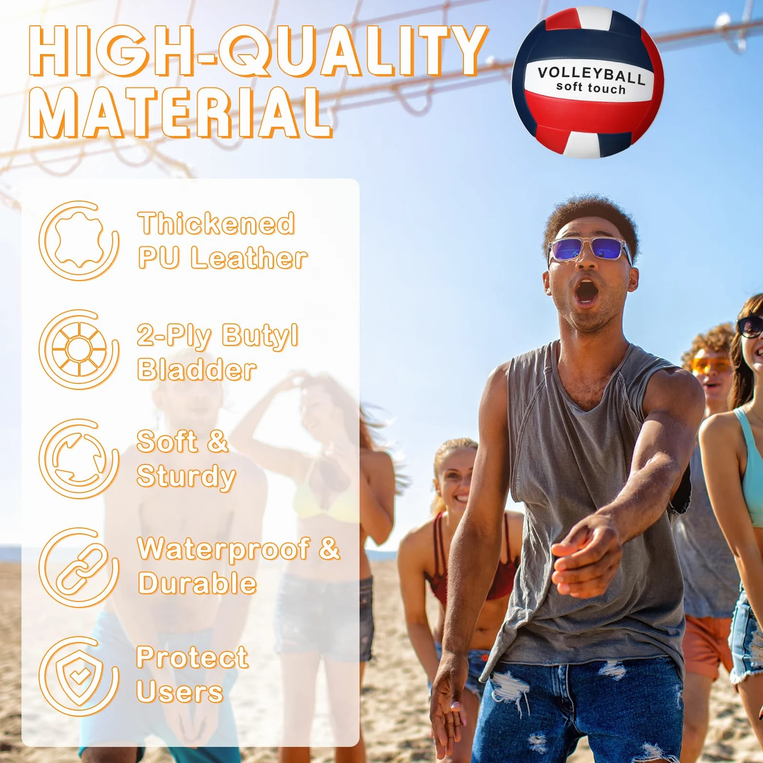 Libima 4 pelotas de voleibol tamaño 5 oficial con bomba y bolsa de red, pelotas de voleibol suaves e impermeables para niños, adolescentes, adultos, principiantes, entrenamiento, interior, exterior,