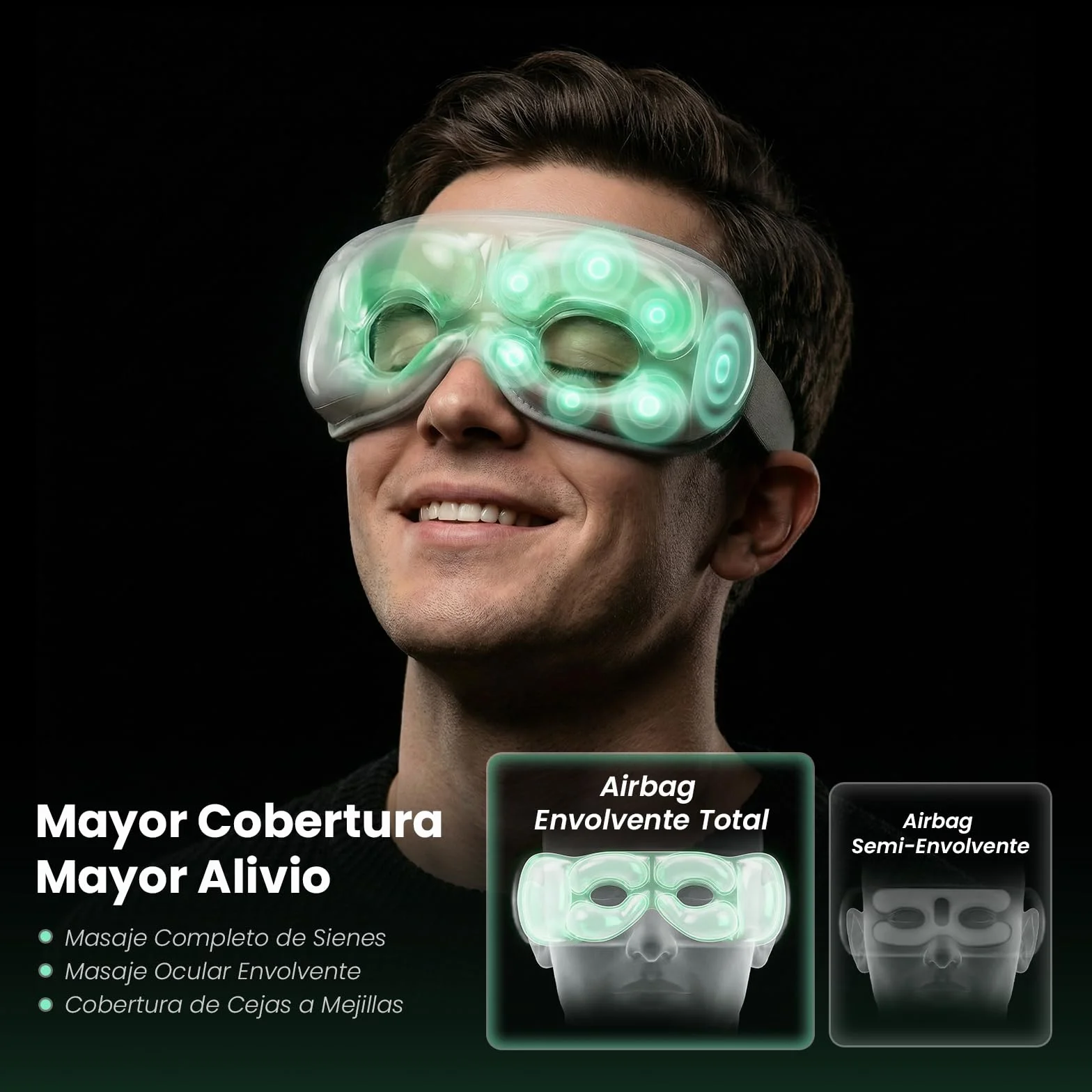 Bob and Brad EyeOasis 3 Masajeador de ojos con calor y frío, gafas presoterapia ocular