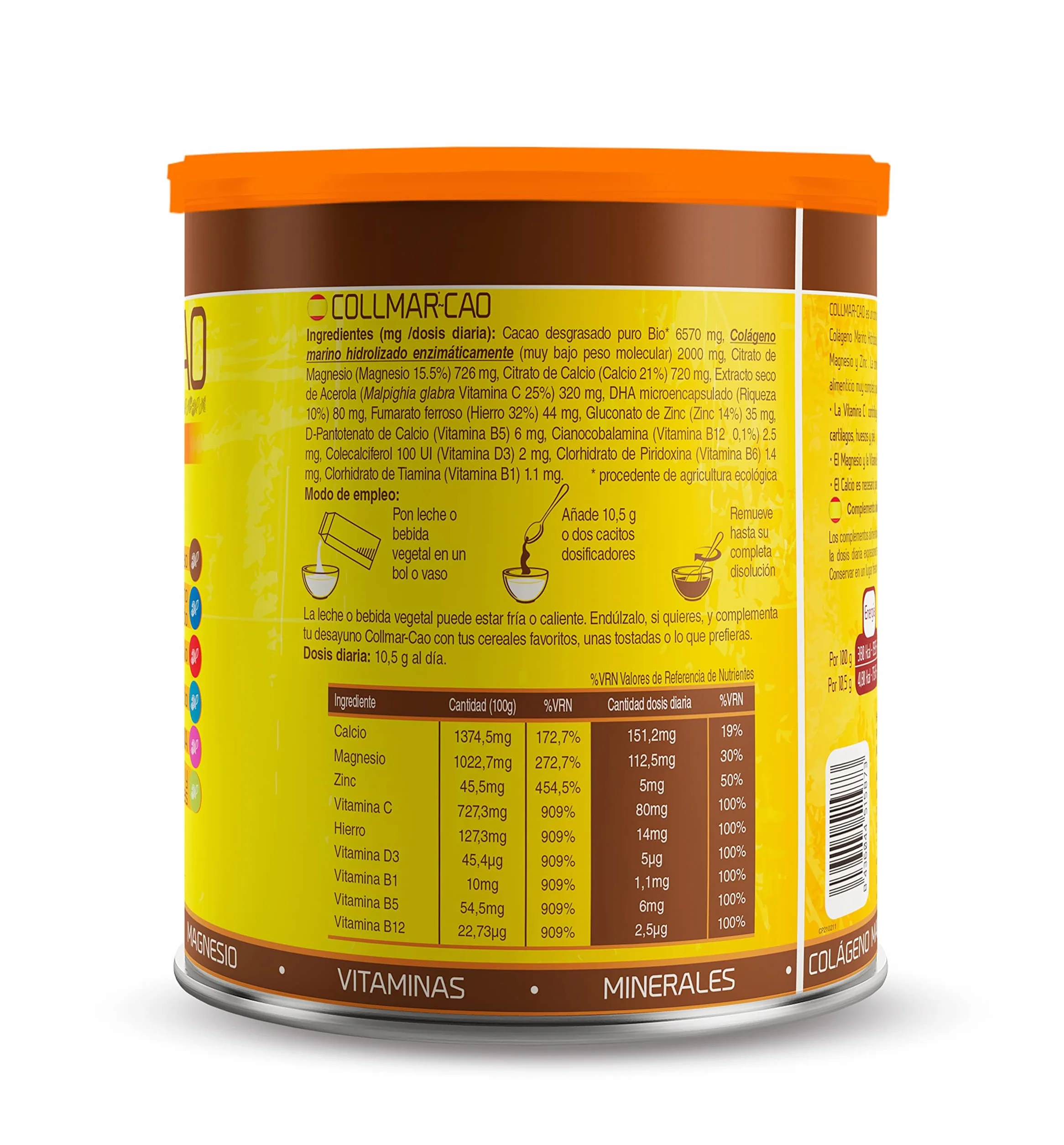 DRASANVI COLLMAR CAO Colageno Marino Hidrolizado Proteínas Vitaminas Magnesio Calcio Zinc 300 g