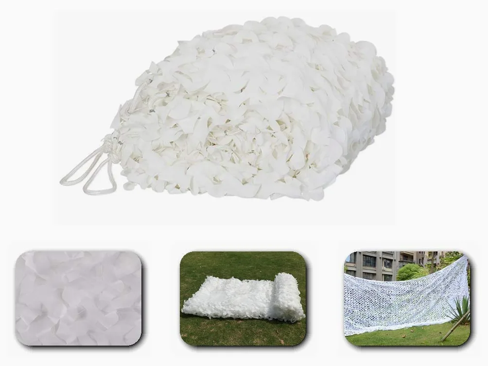 Red de camuflaje 150D, tamaño a elegir entre 2 x 3 m, 3 x 4 m y 3 x 5 m, blanco, 5x5M(16.4x16.4ft)