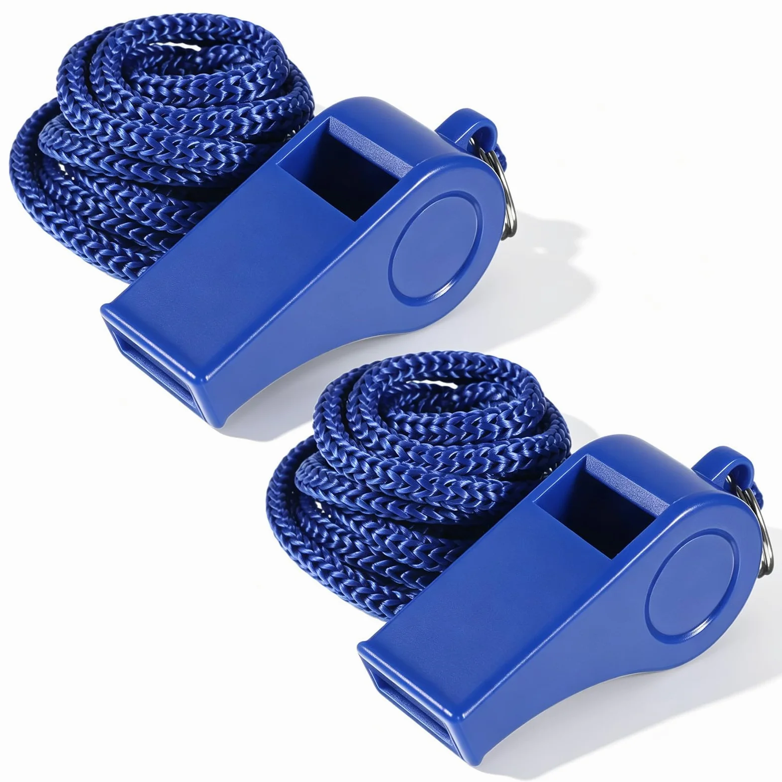 2 paquetes de silbato azul, silbato para entrenadores con cordón, silbatos de plástico para profesores, silbato de sonido fuerte y nítido, silbato de emergencia para adultos, oficiales de