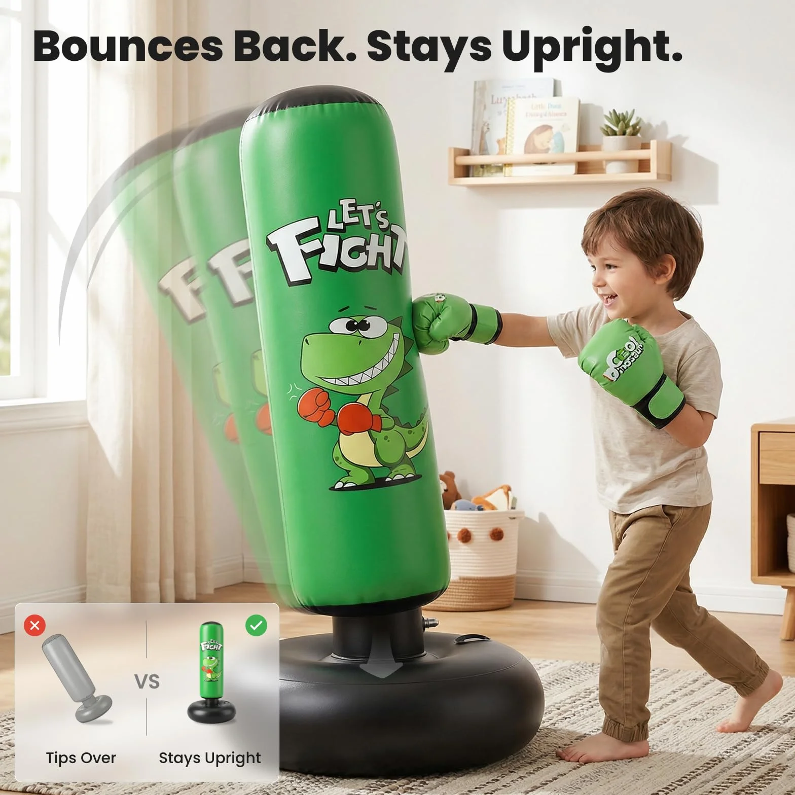 Saco de Boxeo para Niños 120 cm con Guantes y Base Estable, para Karate y Taekwondo