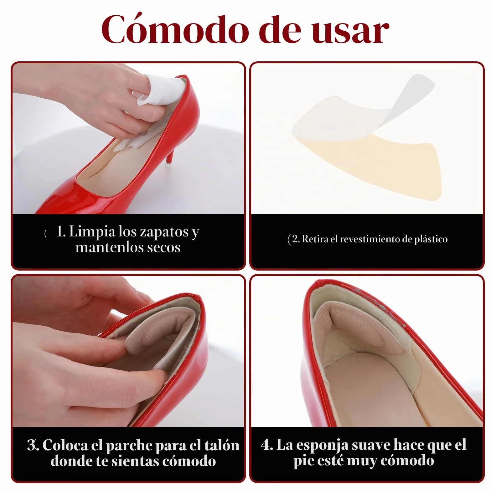 Sibba 8 pares taloneras antideslizamiento almohadillas para zapatos grandes protector talón mujer relleno zapato protector dedos tapón