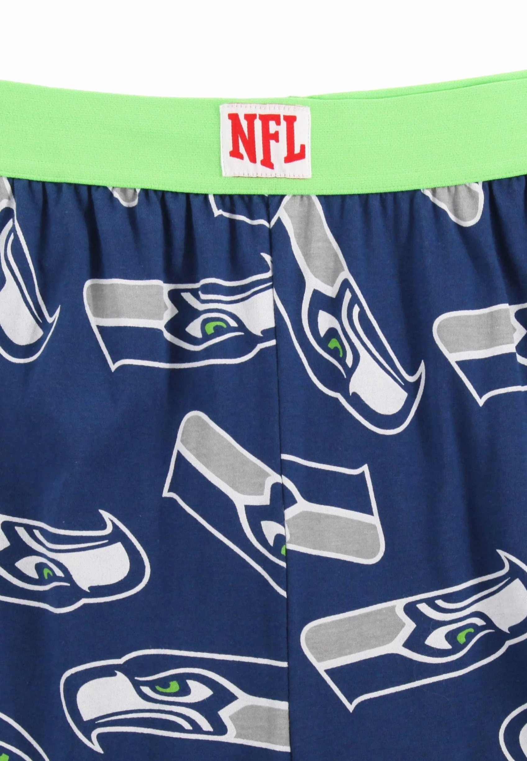 Recovered Pantalones de fútbol americano de la NFL, unisex, para adultos, diseño de Seattle Seahawks, color azul marino, parte inferior de pijama de algodón para descansar, ropa de noche