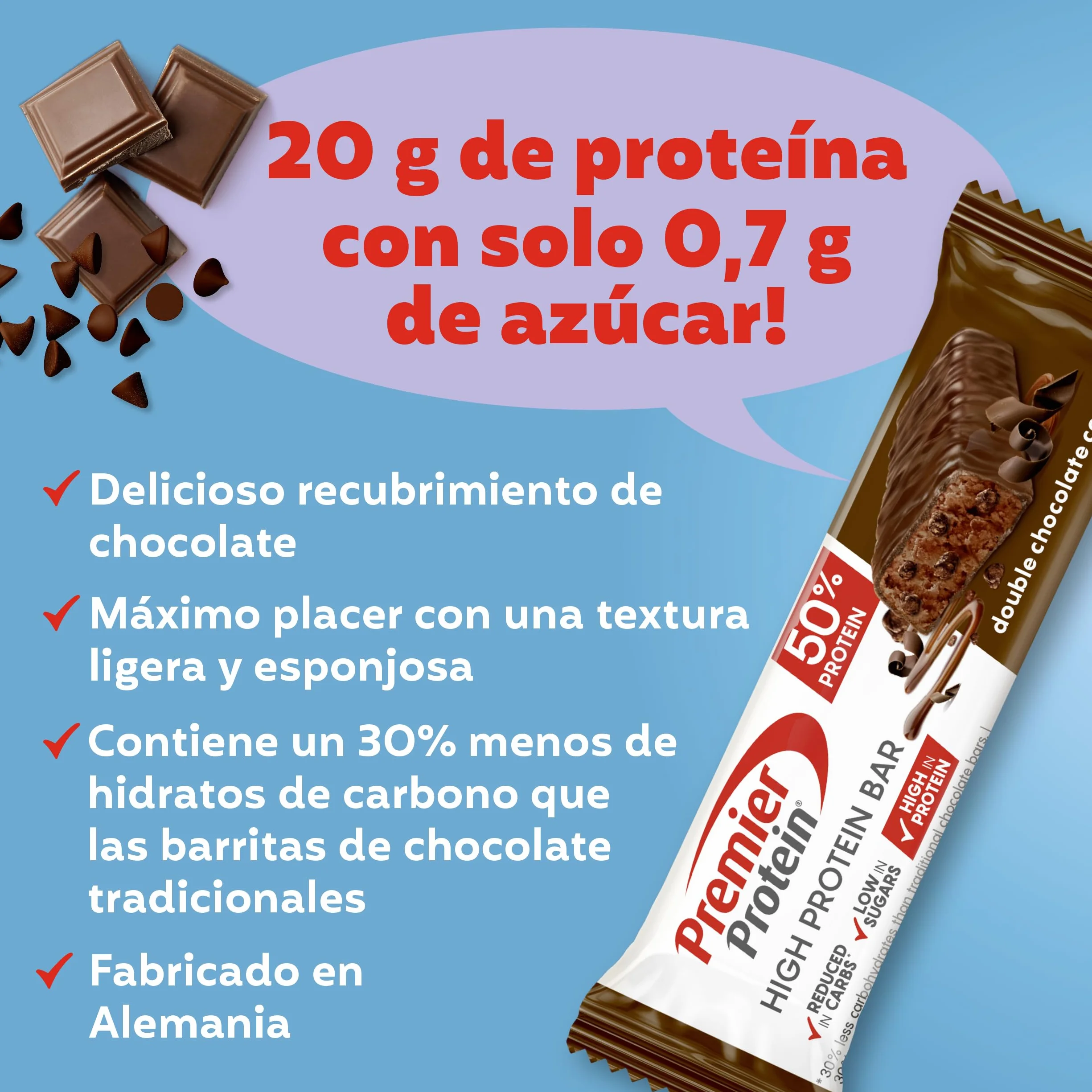 Premier Protein High Protein Bar Double Chocolate Cookie 16x40g