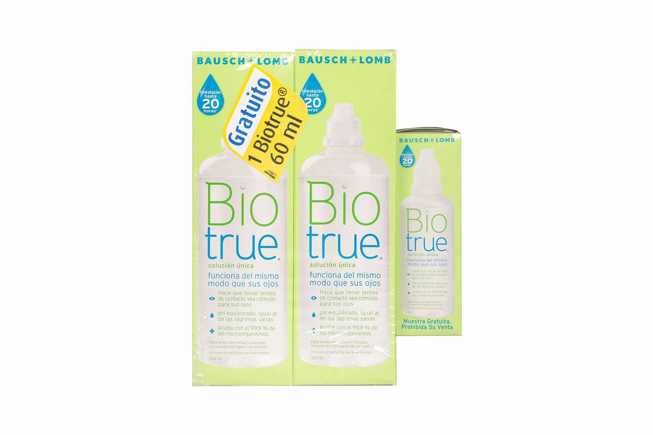 Bausch + Lomb Biotrue Solución Única 2 x 300ml + 60ml para Lentes de Contacto Blandas