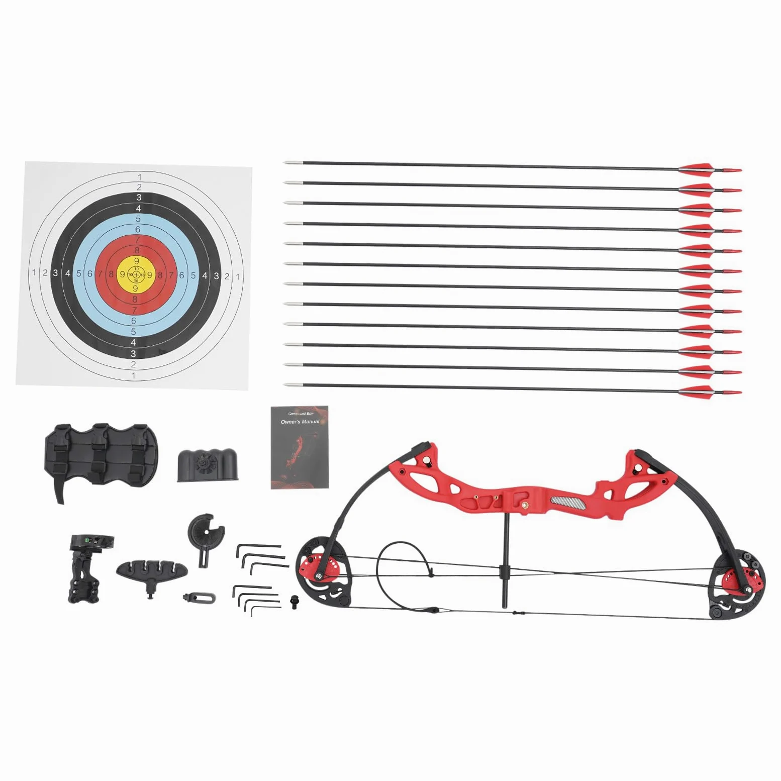 Juego de arco compuesto y flecha, 16-29 libras, peso ajustable para juventud, arco, con una visera de un pin con libélula y una almohadilla de flecha, para adolescentes y niños