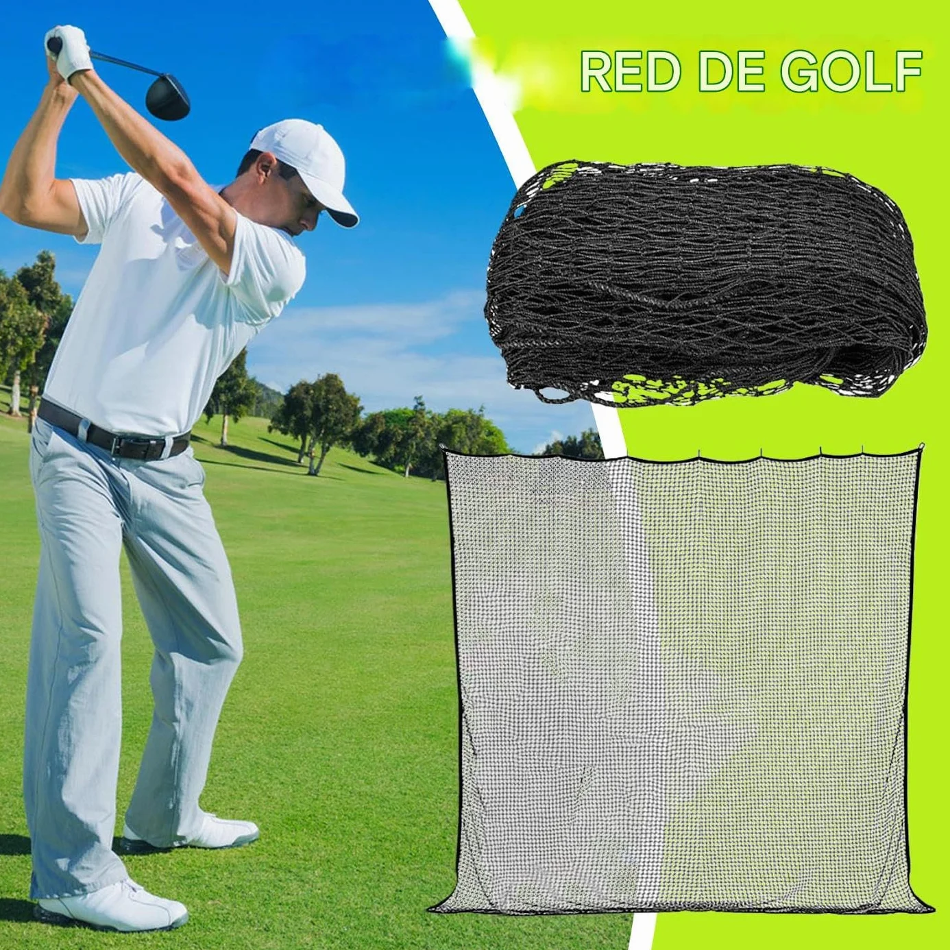 Red De Golf para Golpear | Red De Práctica De Golf 3x3m,Entrenador Deportivo Multiusos para Pelotas En Interior/Exterior Jardín Garaje Camping