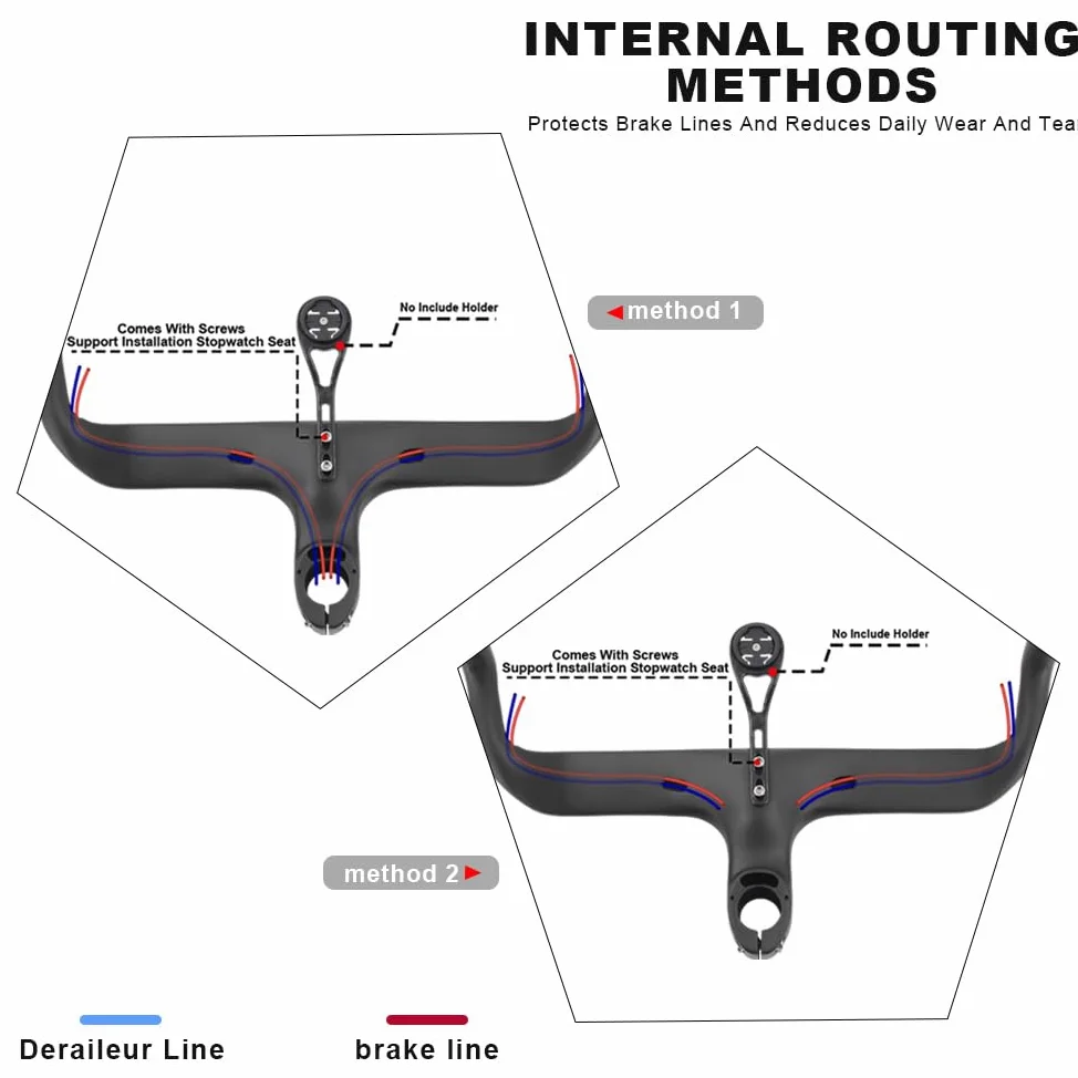Manillar de carbono con vástago,RXL SL 1-1/8" manillar bicicleta de carretera drop integrado carbono manillar interno enrutamiento UD mate 420 x 90 mm