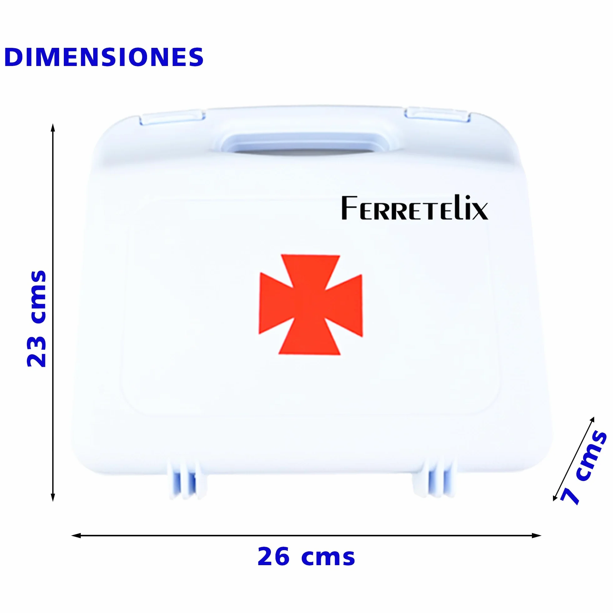 Ferretelix® Botiquín maletín primeros auxilios portátil 26x23x7 cm Fabricado en España