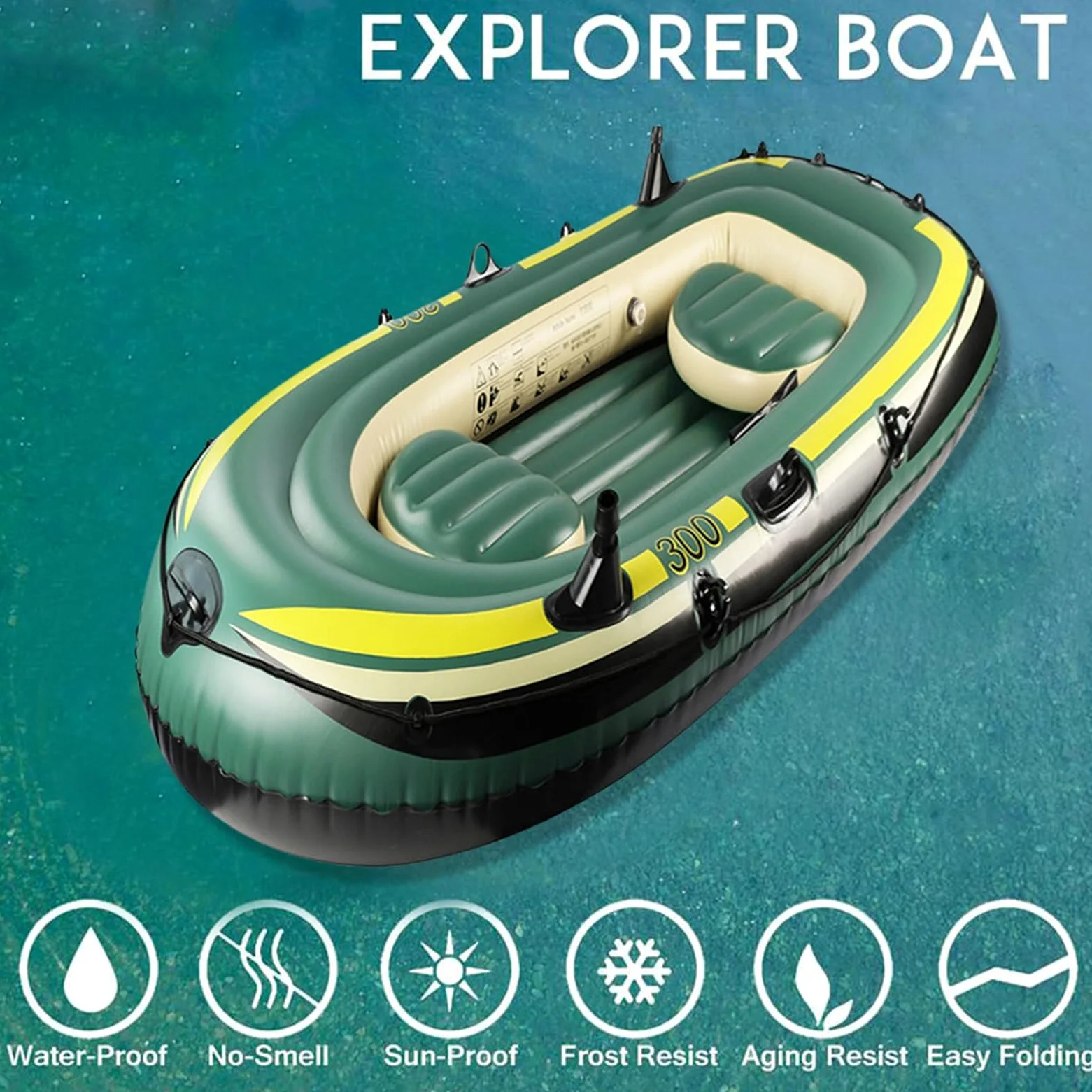 Kayaks inflables Adultos - 2 Personas canoa de aire, PVC PVC Set | Junta de balsa ligera Durable, Hab Lines El sistema inflable estable ideal para Aventuras de pesca Ríos de Lagos