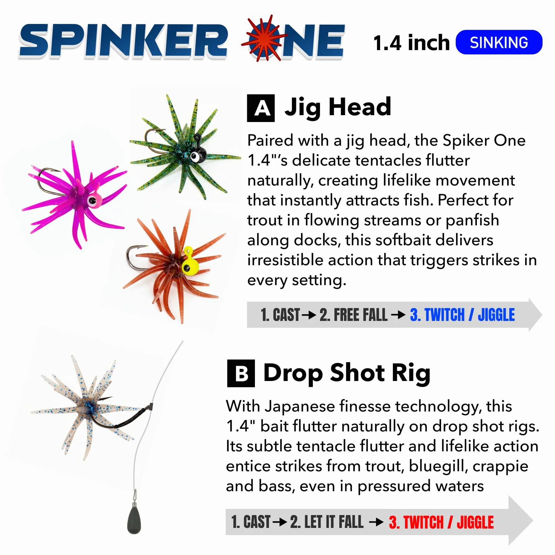 Señuelo de criatura tentáculo, cebos de plástico suave de estilo japonés para pesca de lubina, para tiro caído, aparejo Wacky Rig/Neko y finesse, hundimiento lento, cebo suave Velrifya