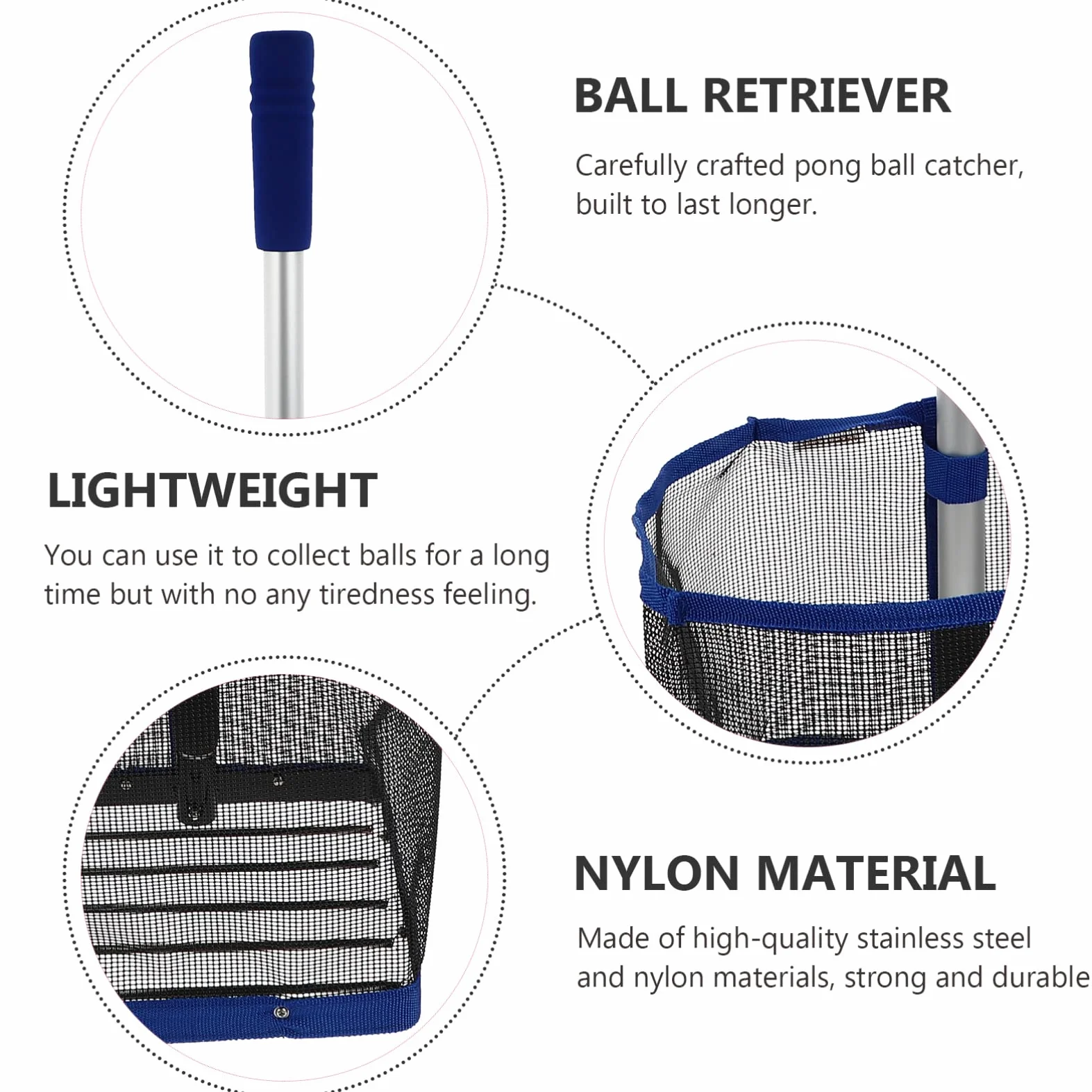 Toddmomy Recogedor De Bolas Recogedor De Bolas Telescopio Portátil Nailon Tenis De Mesa Retriever Profesional Colector De Bolas De -Pong -Pong Colector Neto Recogedor De Tenis De