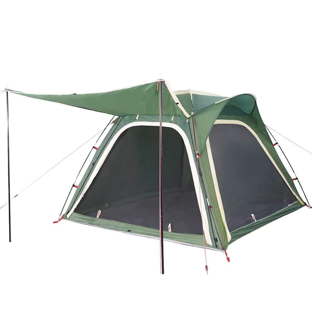 Tienda de campaña para 4 personas en verde con sistema de liberación rápida, tienda familiar impermeable con ventilación y protección contra insectos, tienda de campaña ligera con toldo y bolsa de