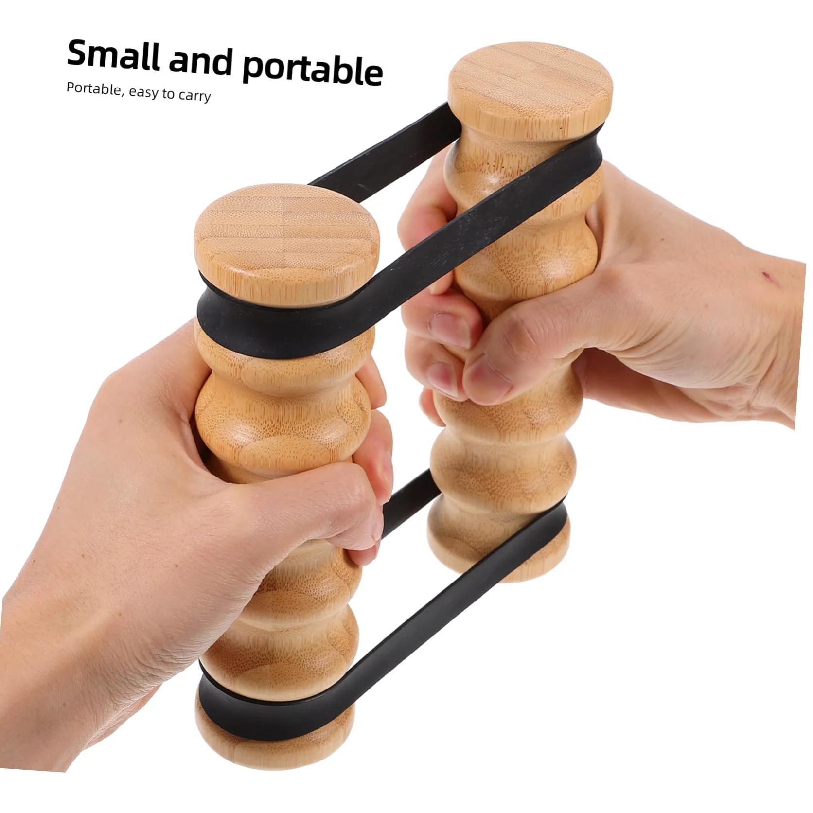 Bandas de Ejercicio con Asas de Madera, Resistencia Ajustable y Agarre Antideslizante, 2 Piezas para Casa y Yoga, Aptas Niveles