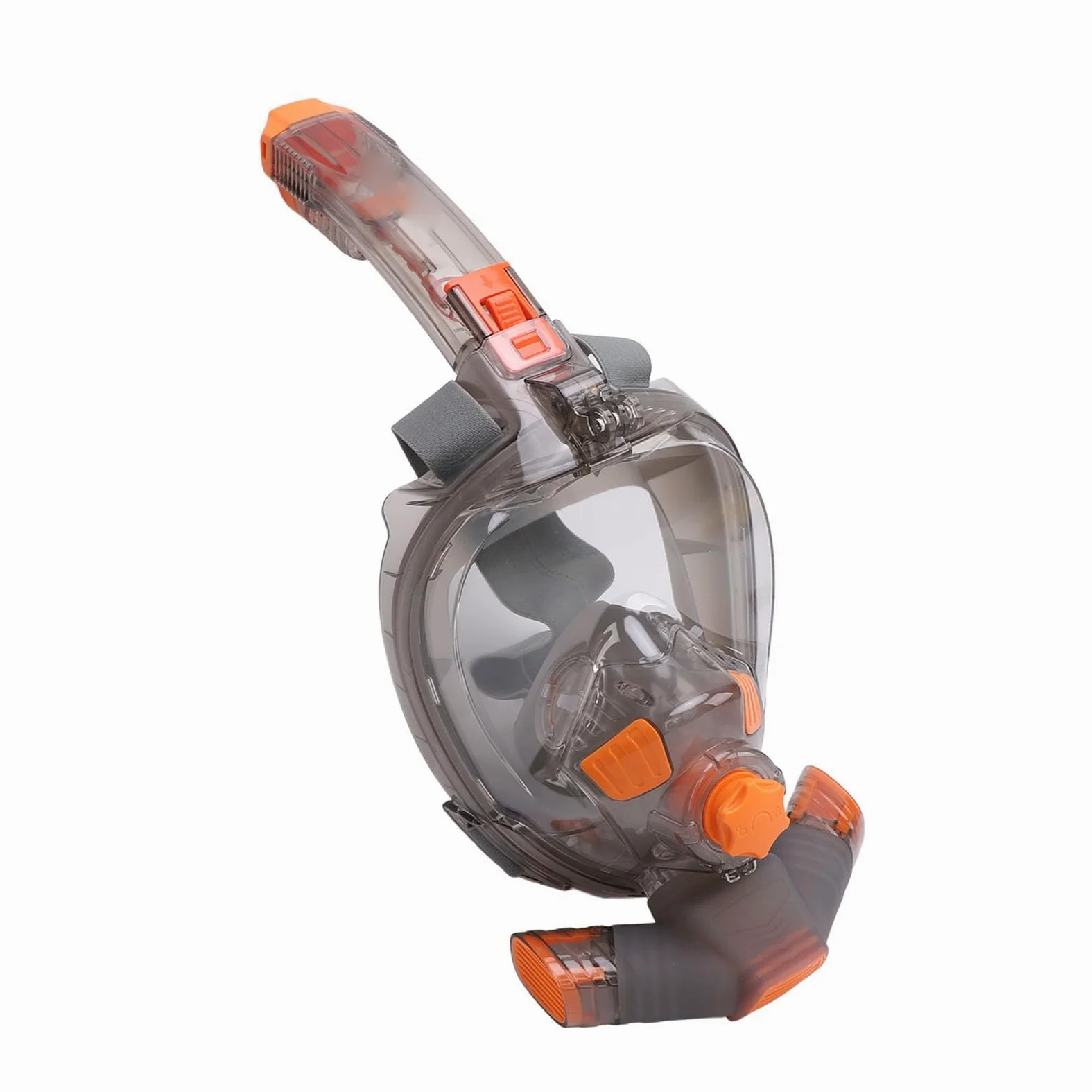 Cryfokt Gafas de Snorkel de Cara Completa Vista Panorámica de 180 Grados Anti Niebla Naranja Gris para Aventura de Snorkel