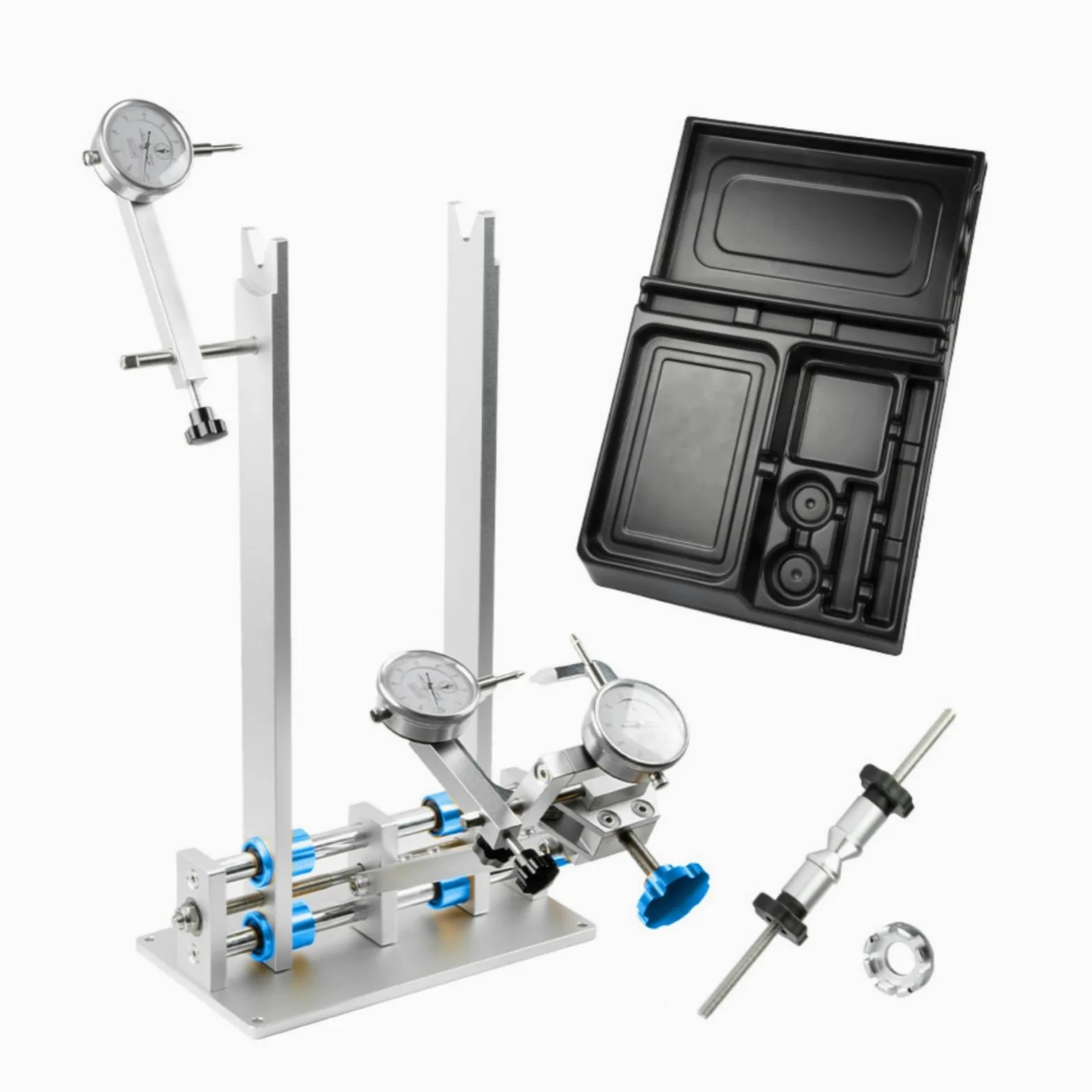 predolo Centrador Ruedas con Comparadores Preciso Centrador Ruedas Bicicleta table para Mecánicos, Ciclistas, Garaje , Azul Zafiro , Con Tres Medidores + Caja De Almacenamiento, Versión Mejorada