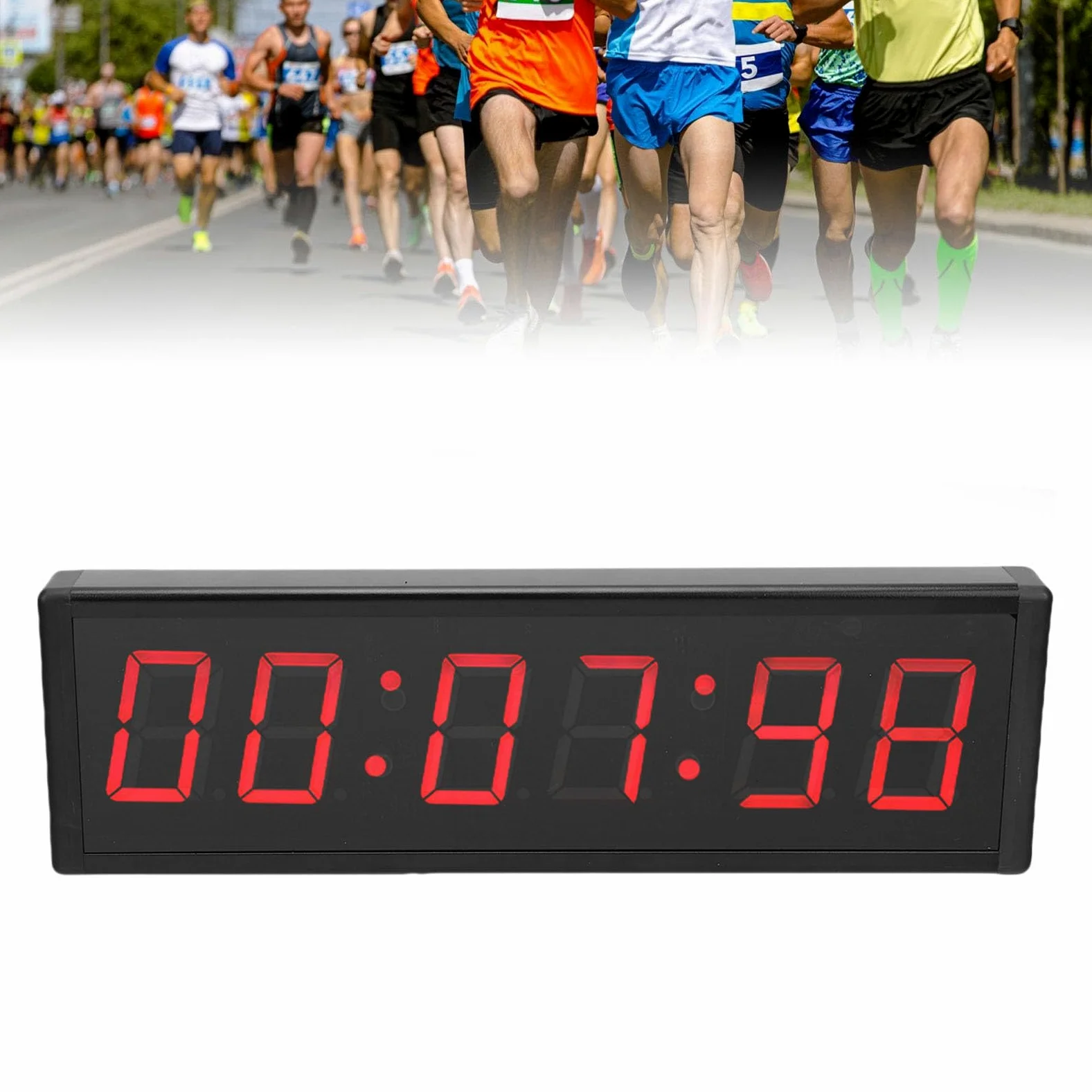 Fafeicy Temporizador de LED, Pantalla Roja de 6 Dígitos, Cuenta Regresiva, Cronómetro con Control Remoto Inalámbrico para Eventos de, Competiciones de Entrenamiento en Gimnasio