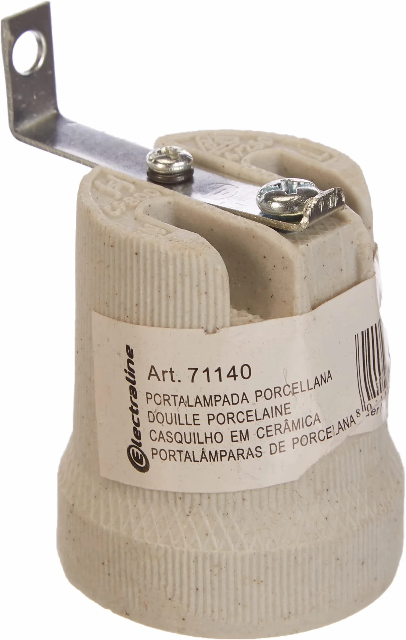 Electraline Portalámparas E27 Porcelana Escuadra Soporte