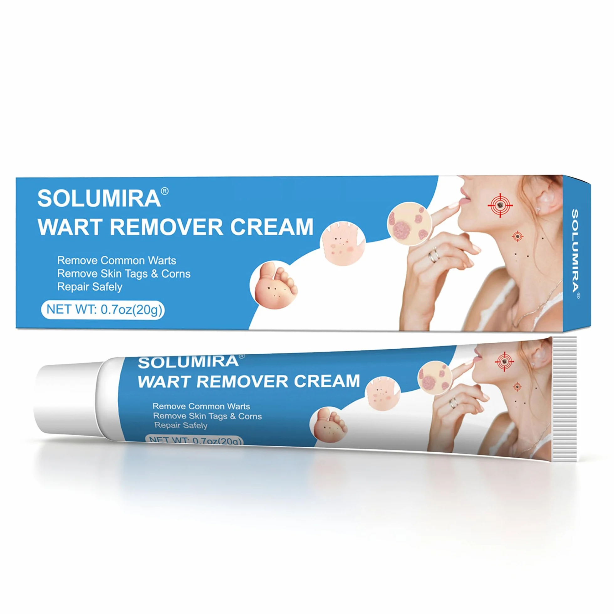 Crema para verrugas y acrocordones 20g Elimina verrugas comunes plantares callos