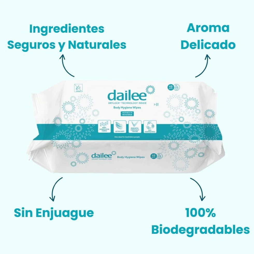 Dailee Toallitas Humedas XL 288 Toallitas Higiene Corporal Adultos 6 Paquetes