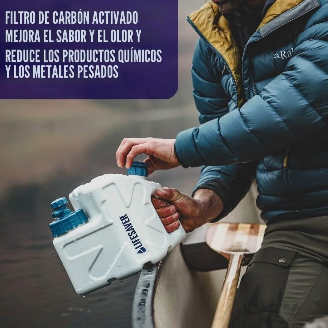 LifeSaver Cube Filtro Agua Portátil | Purifica Hasta 5000 Litros, 99,99% de Bacterias, Virus, Microplásticos - Capacidad 5L, Kit Supervivencia, Camper Furgoneta Accesorios, Emergencias