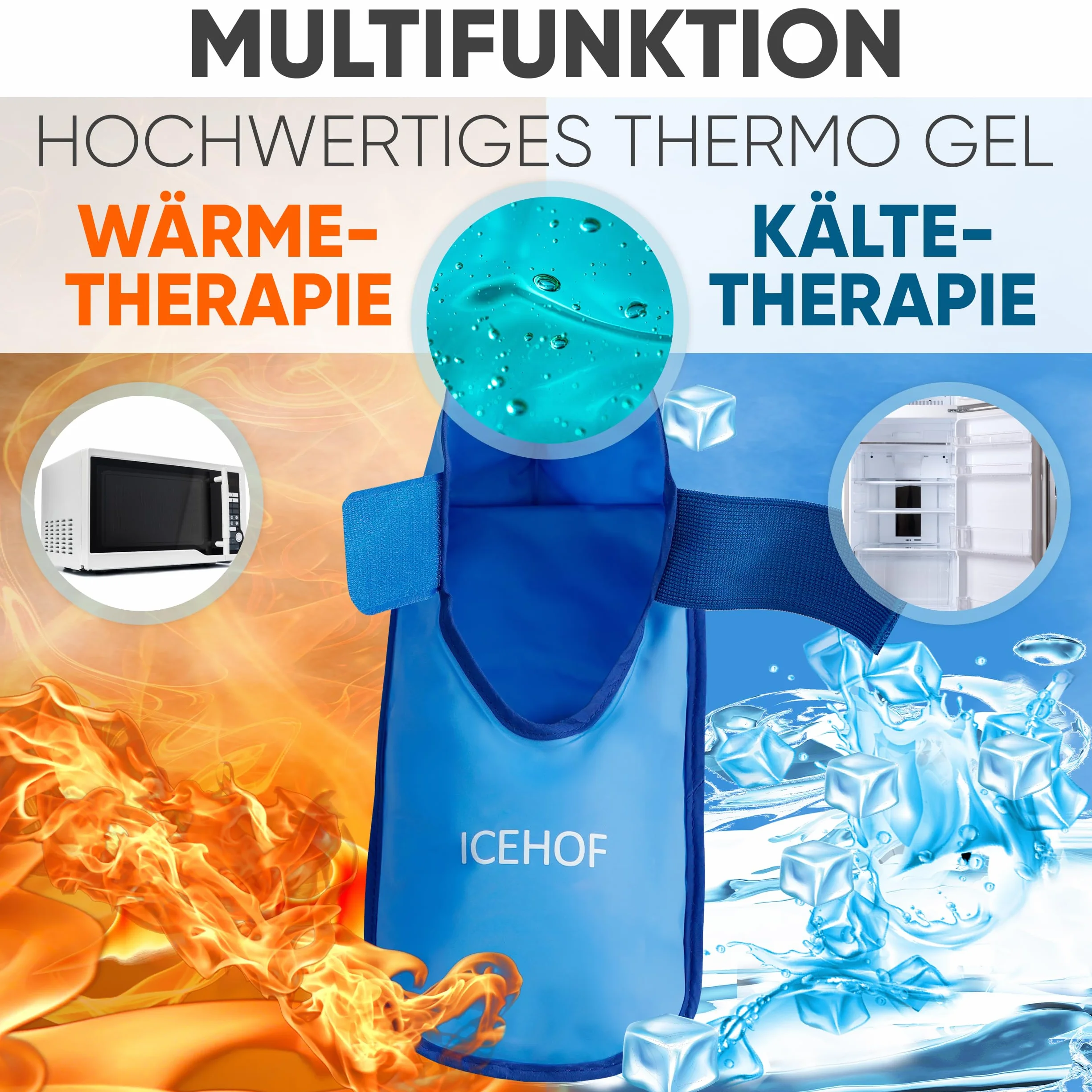 ICEHOF Calzado de refrigeración con gel para terapia de frío para pies, dedos, quimioterapia, reumatismo