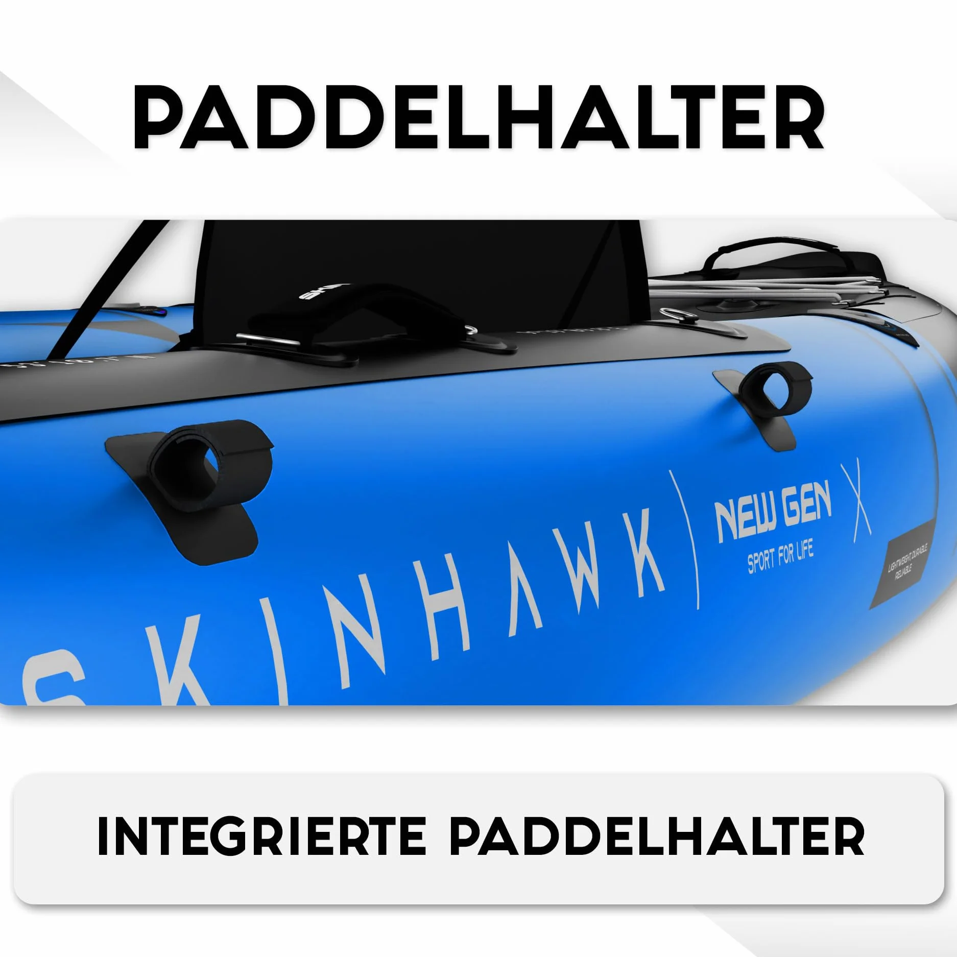 SKINHAWK Prestige Blue Kayak Set 490 – Barco inflable – Canoa – 490 x 96 cm – Kayak para 3 personas