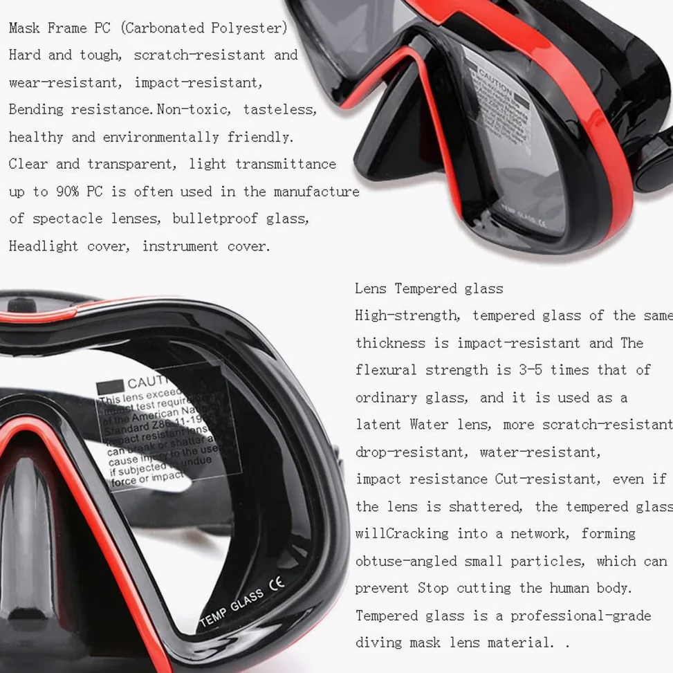 MRKU Gafas de Buceo Equipo de Snorkel Buceo Snorkel Lente única Mejorada Gafas de Buceo Profundo Profesional Máscara de Silicona líquida Gafas de natación de Vidrio Templado Máscara de Snorkel