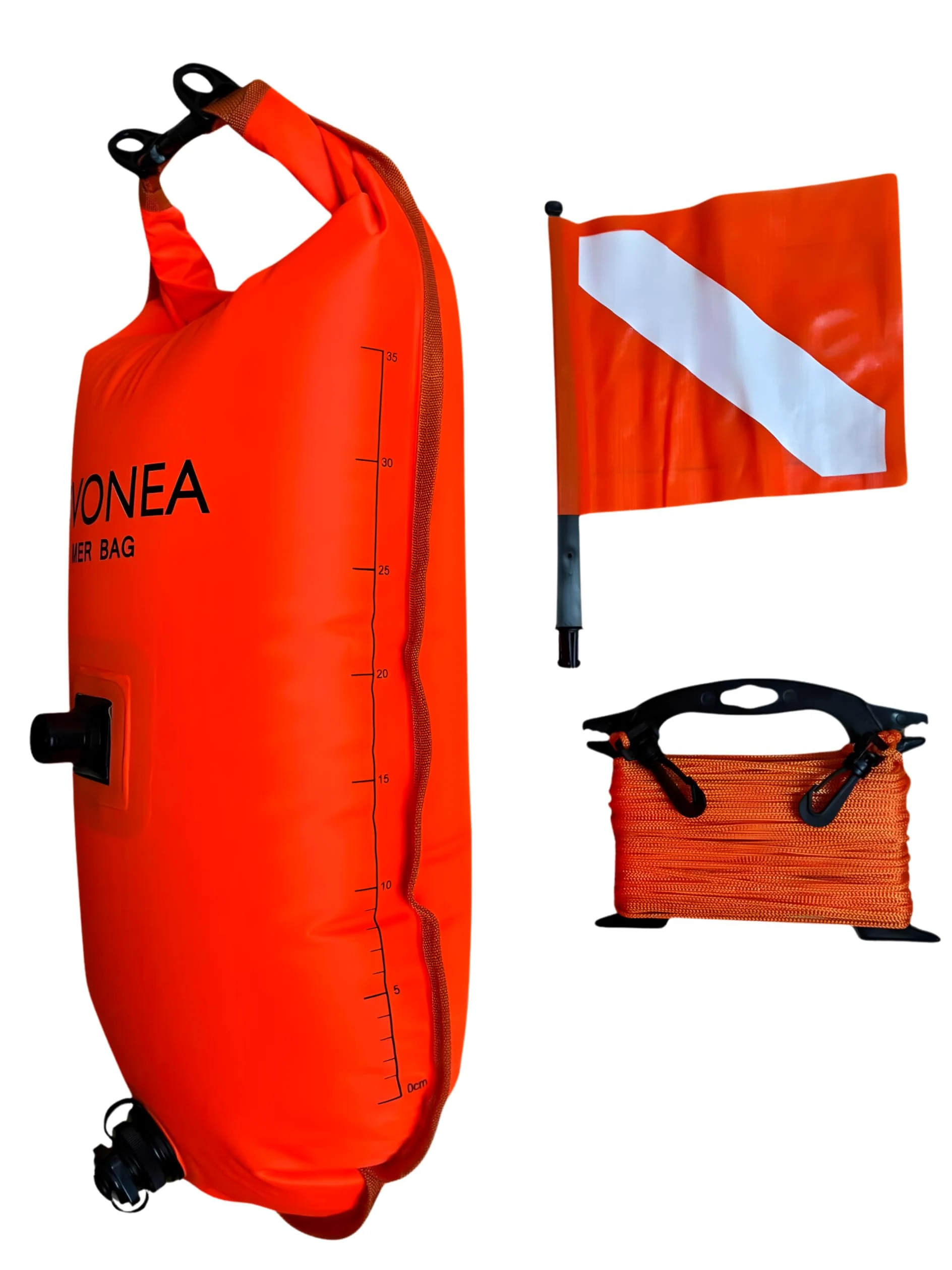 DiVONEA | Boya Buceo + Bolsa Estanca 28L + Flotador Natación - 3 en 1 con Accesorios incluidos