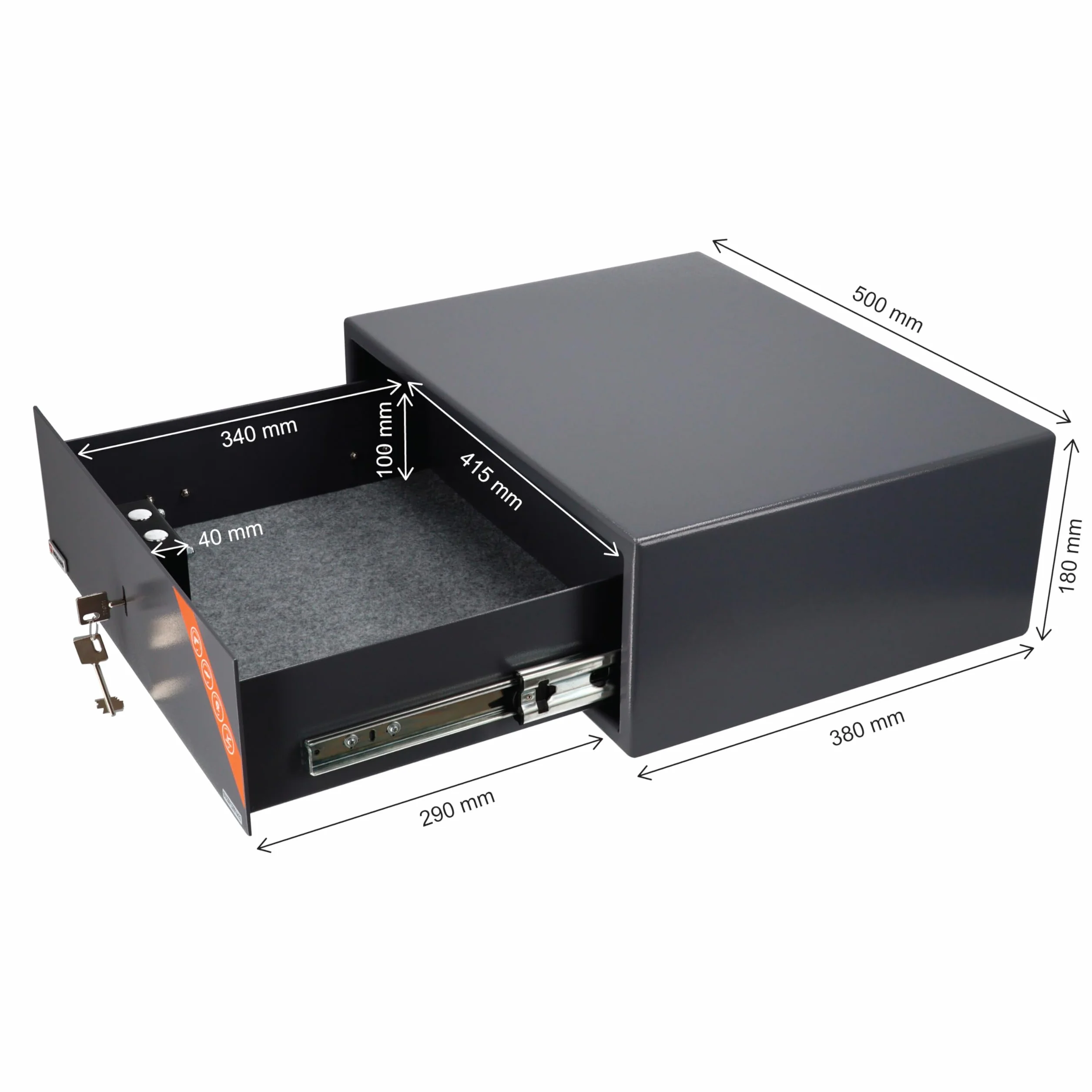 Caja Fuerte Brihard Gun Drawer con Cerradura de Llave, Resistente Alfombrada, para Armas y Munición