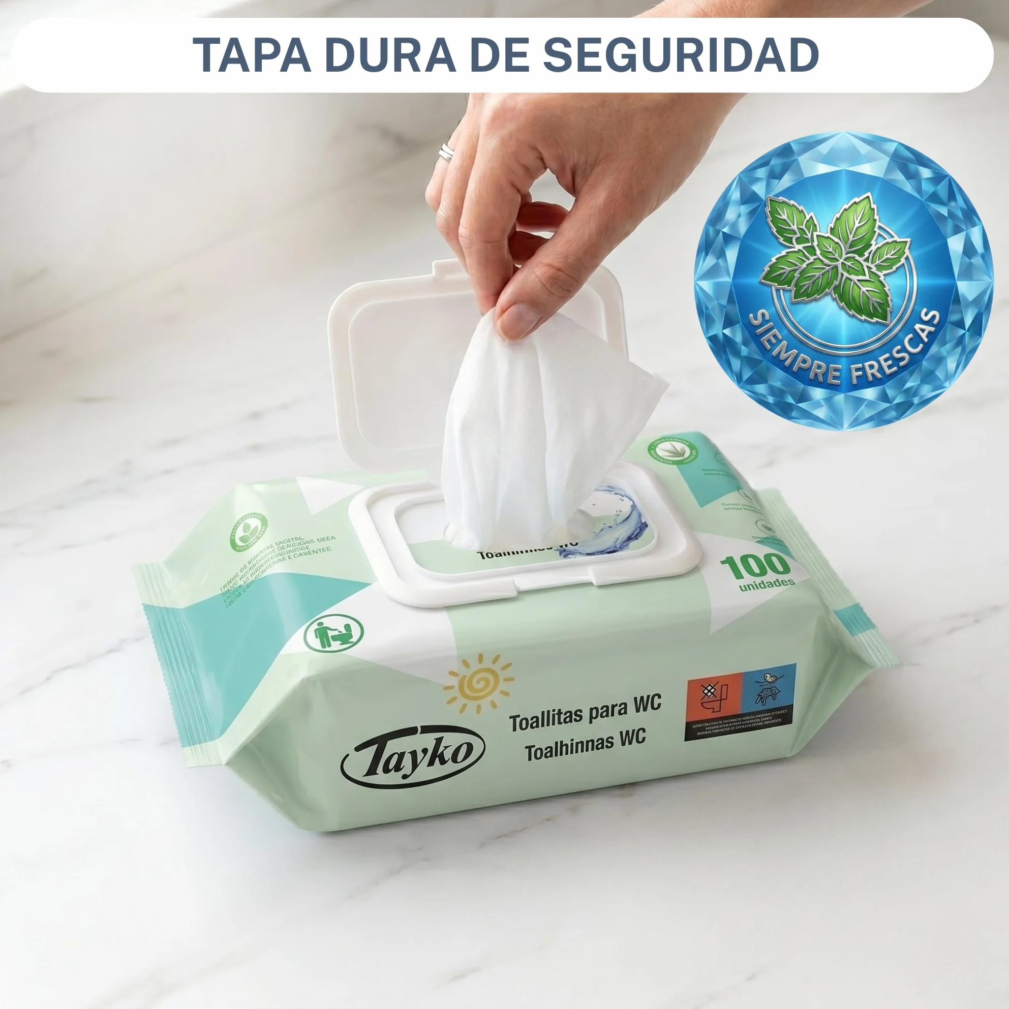 Tayko Toallitas Papel Higiénico Húmedo Aloe Vera 600 toallitas con Tapa Rígida Biodegradables