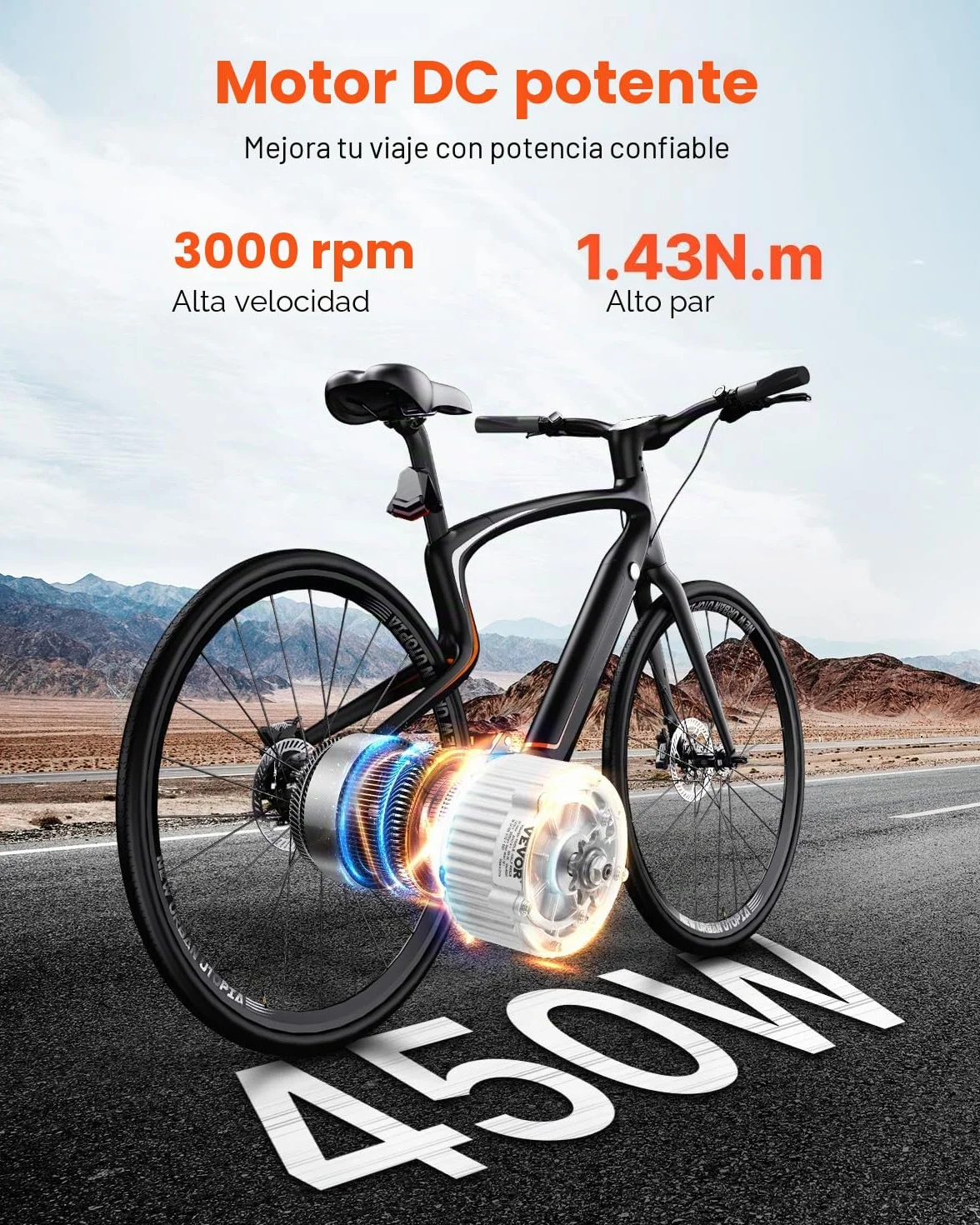 VEVOR Kit de Motor Eléctrico de CC Cepillado 450 W 36 V 3000 RPM con Controlador de Velocidad para Karts Bicicletas Eléctricas