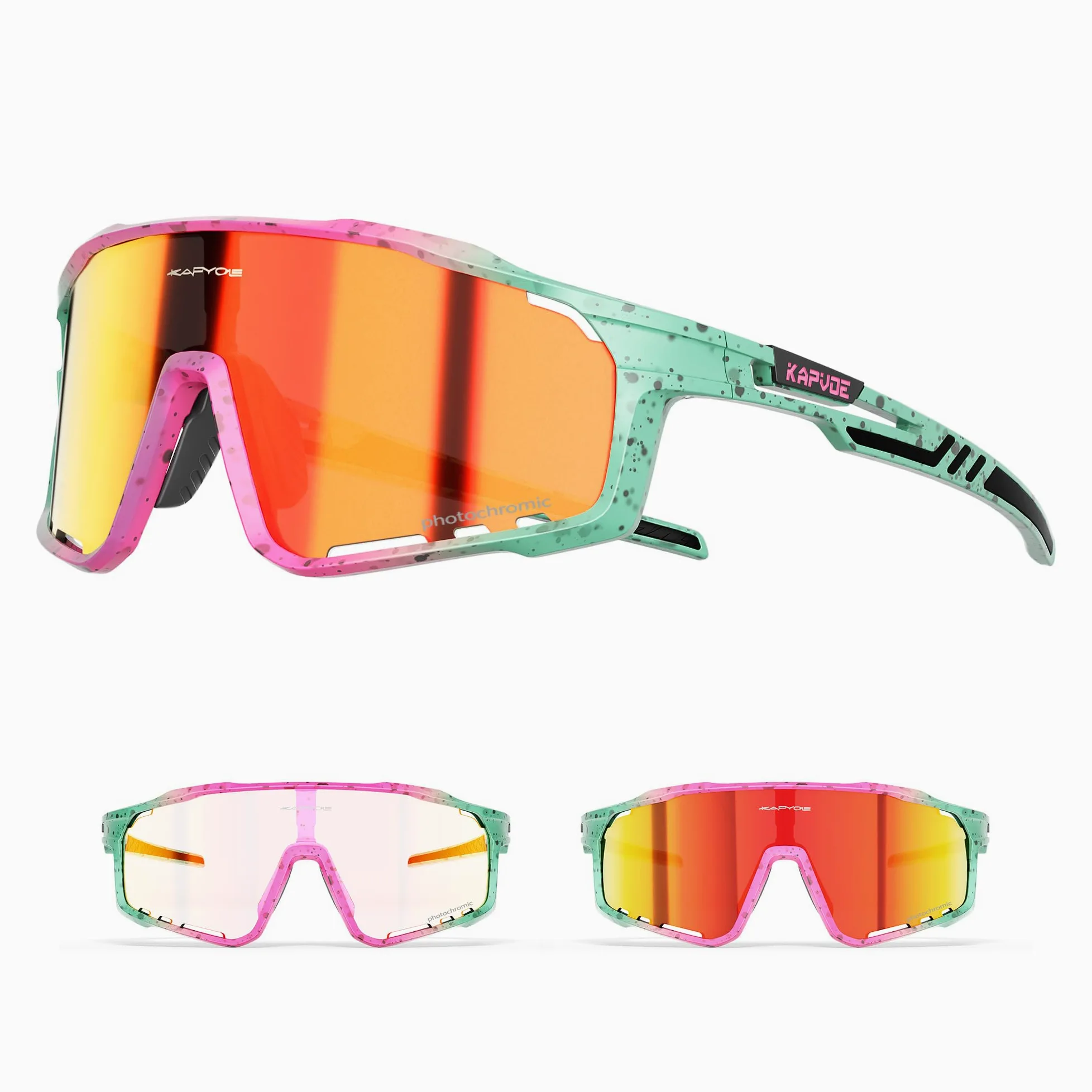 KAPVOE Gafas de Ciclismo Hombre Mujer K76 | Montura TR90, almohadilla nasal ajustable para ciclismo.