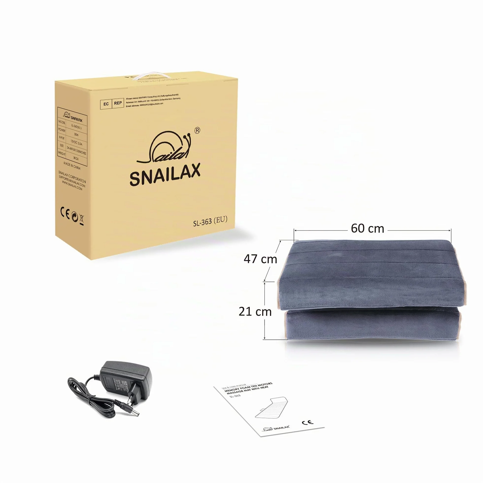 Snailax Esterilla de masaje con 10 motores de vibración y 4 almohadillas de calefacción