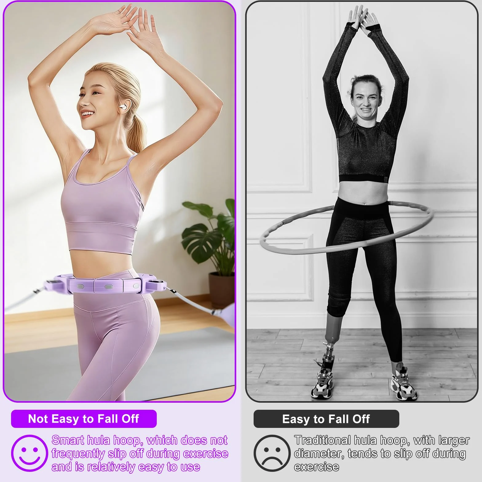 Aro de Hula Hoop Smart para Adultos y Principiantes, aro de Hula Hoop Desmontable con 18 Nudos, Bola de Peso y Contador, para Adelgazar y Ponerse en Forma, para Mujeres y Hombres