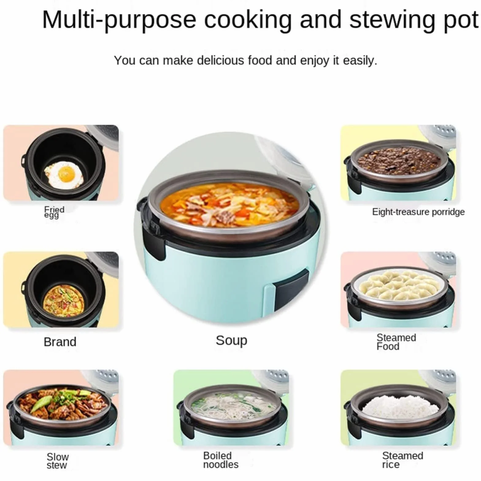 Olla Arrocera, Olla Arrocera para Vehículos, Olla Arrocera Portátil Y Pequeña Olla Arrocera 2L Y Olla Arrocera Al Vapor, Muy Adecuada para Autocaravanas, Camiones, Viajes de Campamento/24 Volti