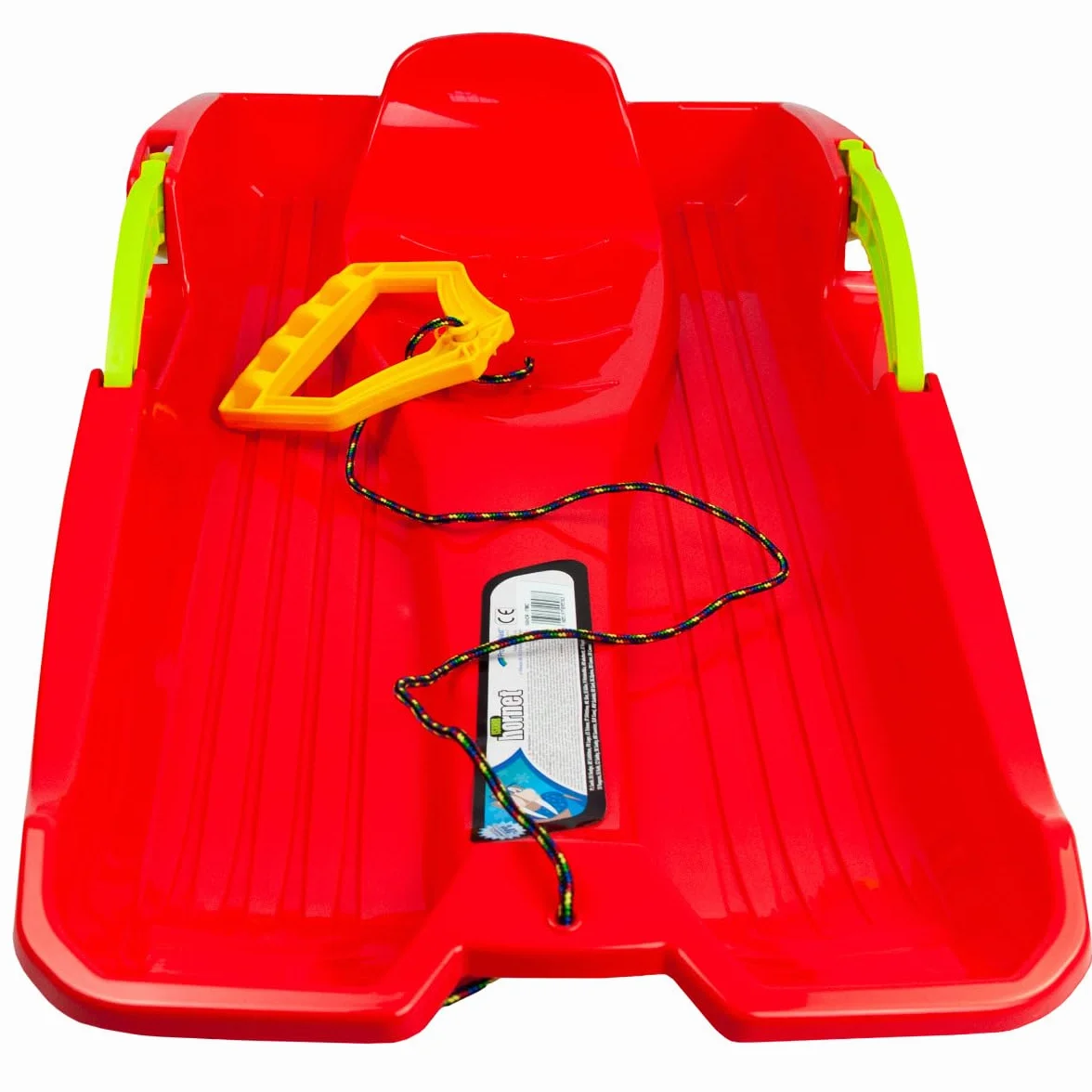 Deslizador de nieve para niños de plástico con cuerda de tracción y freno