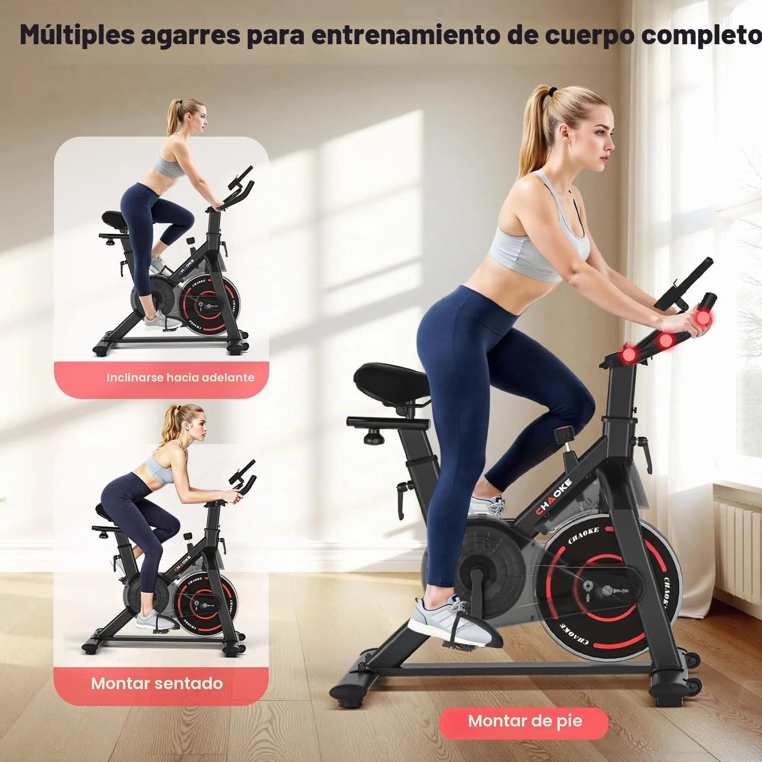 CHAOKE Bicicleta Estática Magnética con APP, Bicicleta de Spinning Profesional para Casa, Entrenamiento de Ciclo Indoor Silencioso, Asiento Ergonómico, Pantalla LCD, Carga 150kg