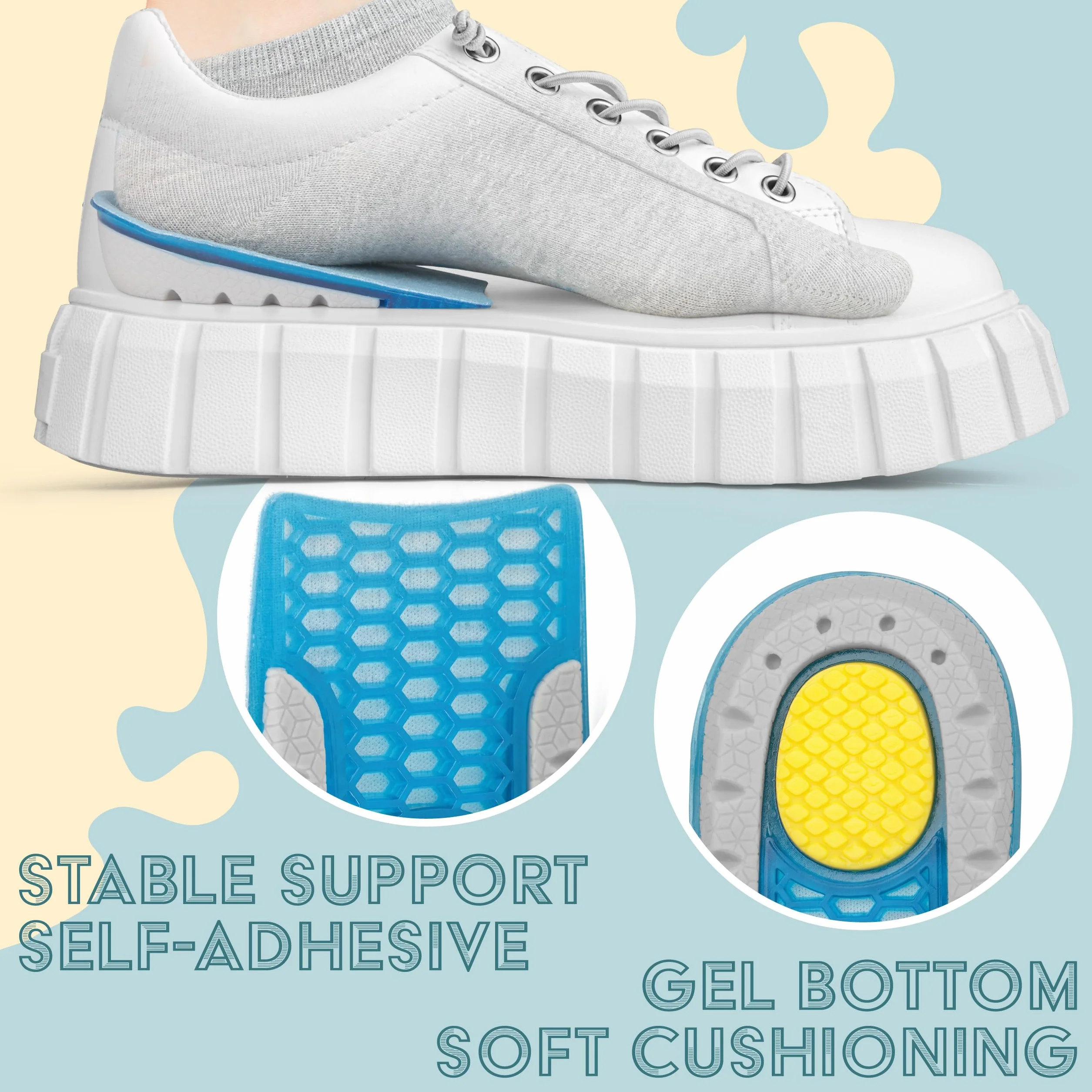 Sulpo Plantillas Talon Para Espolon Calcaneo Diferencia Longitud Piernas Cuña Eva Soporte Ortopédico 1 cm 1 par
