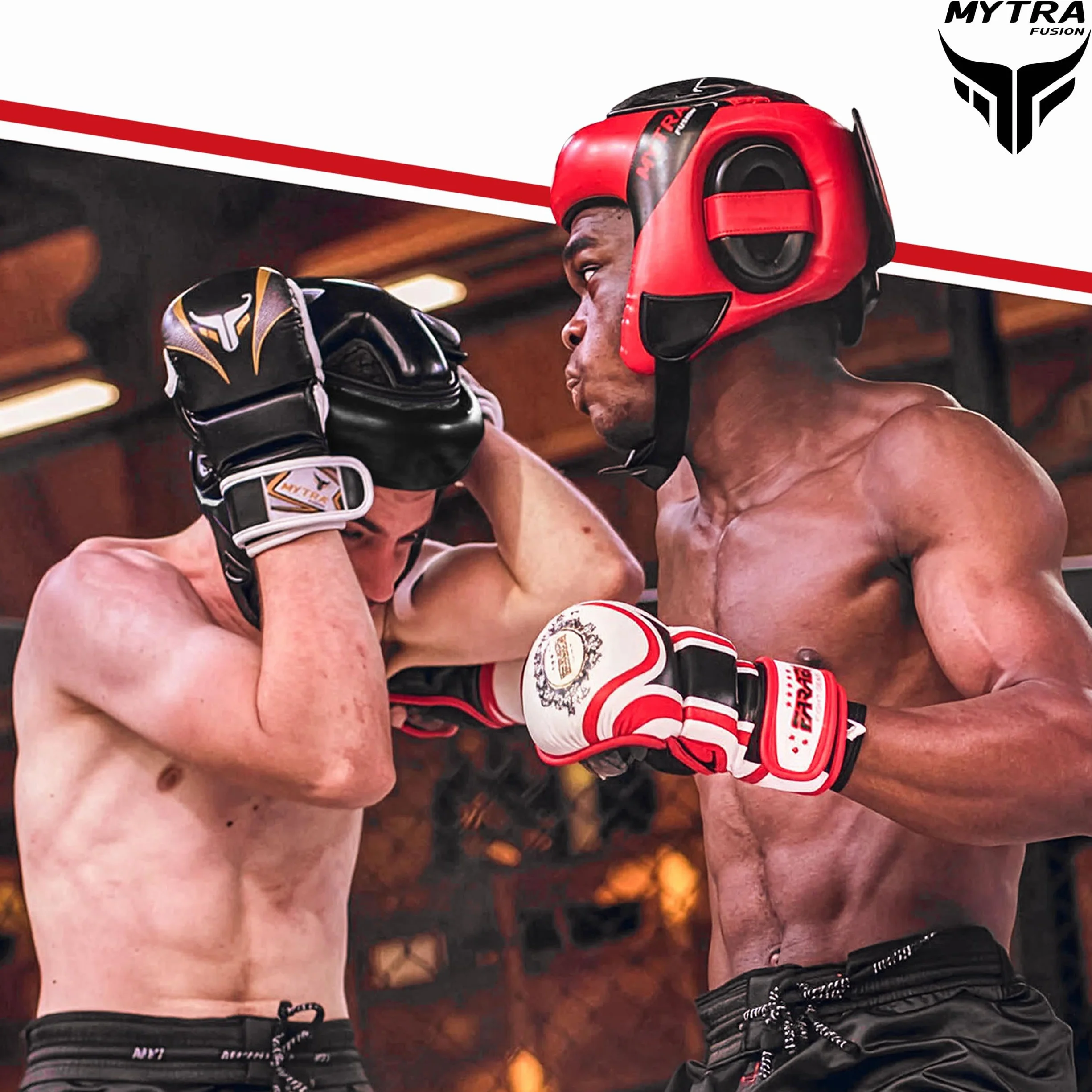 Mytra Fusion Casco Boxeo - Kickboxing Casco con Correa Ajustable MMA, Muay Thai, Sparring, Artes Marciales, Karate Casco de Boxeo